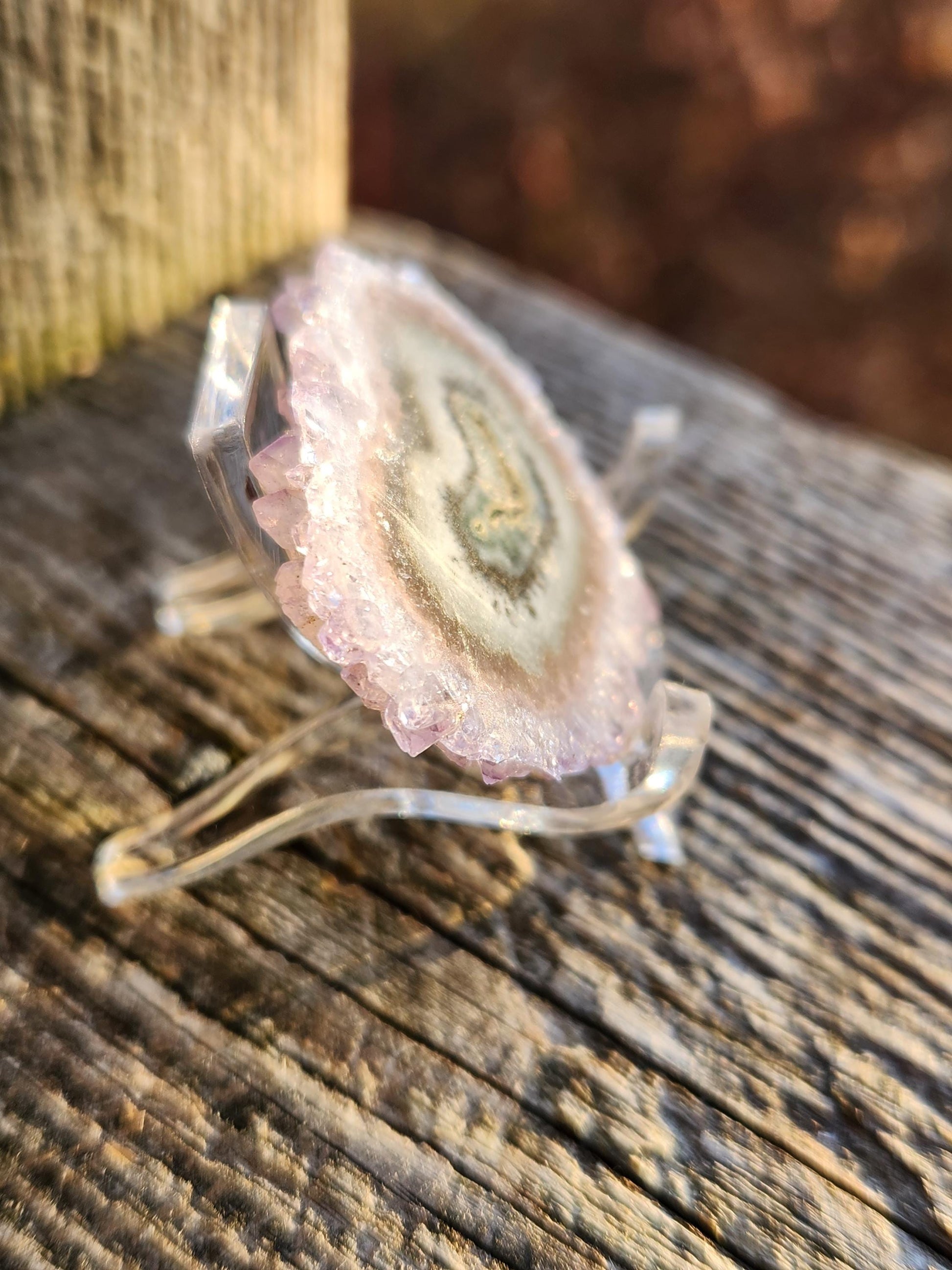 AAA Light Purple Amethyst Slice Crystal Specimen with Beautiful Points and stand