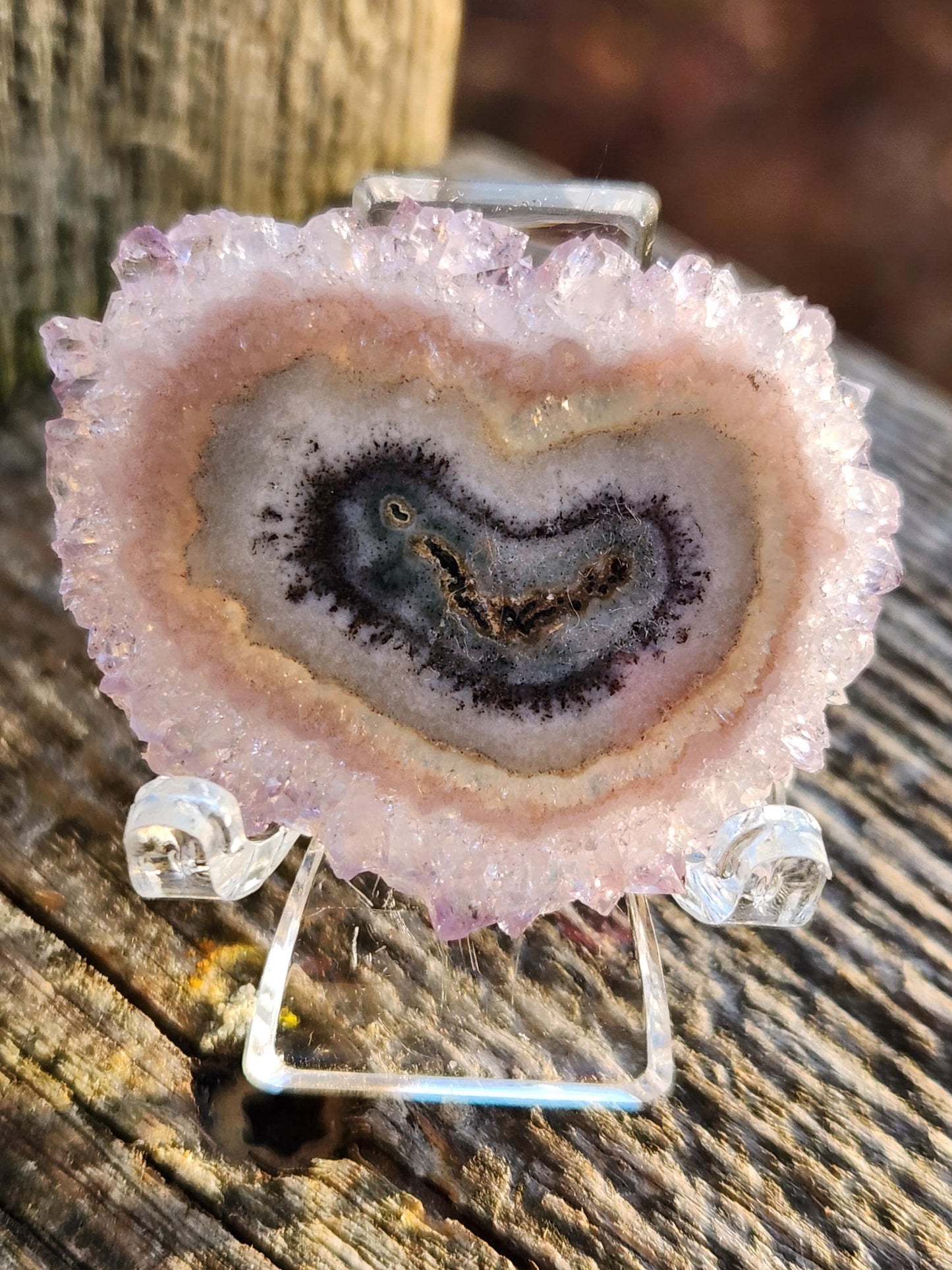 AAA Light Purple Amethyst Slice Crystal Specimen with Beautiful Points and stand