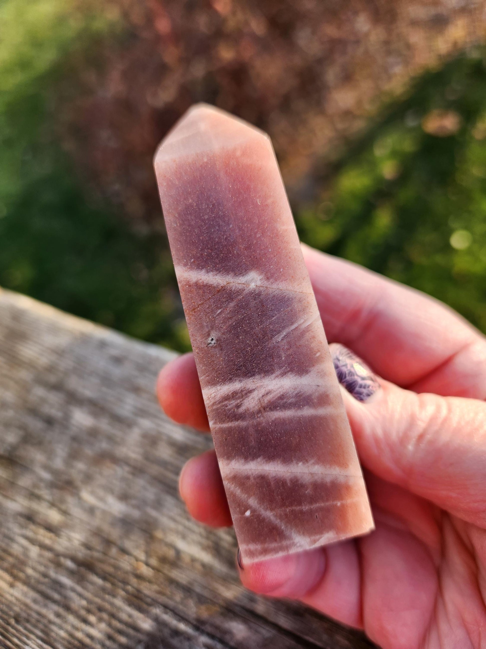 Rare Peach Moonstone with Feldspar Crystal Mini Tower, 4 point