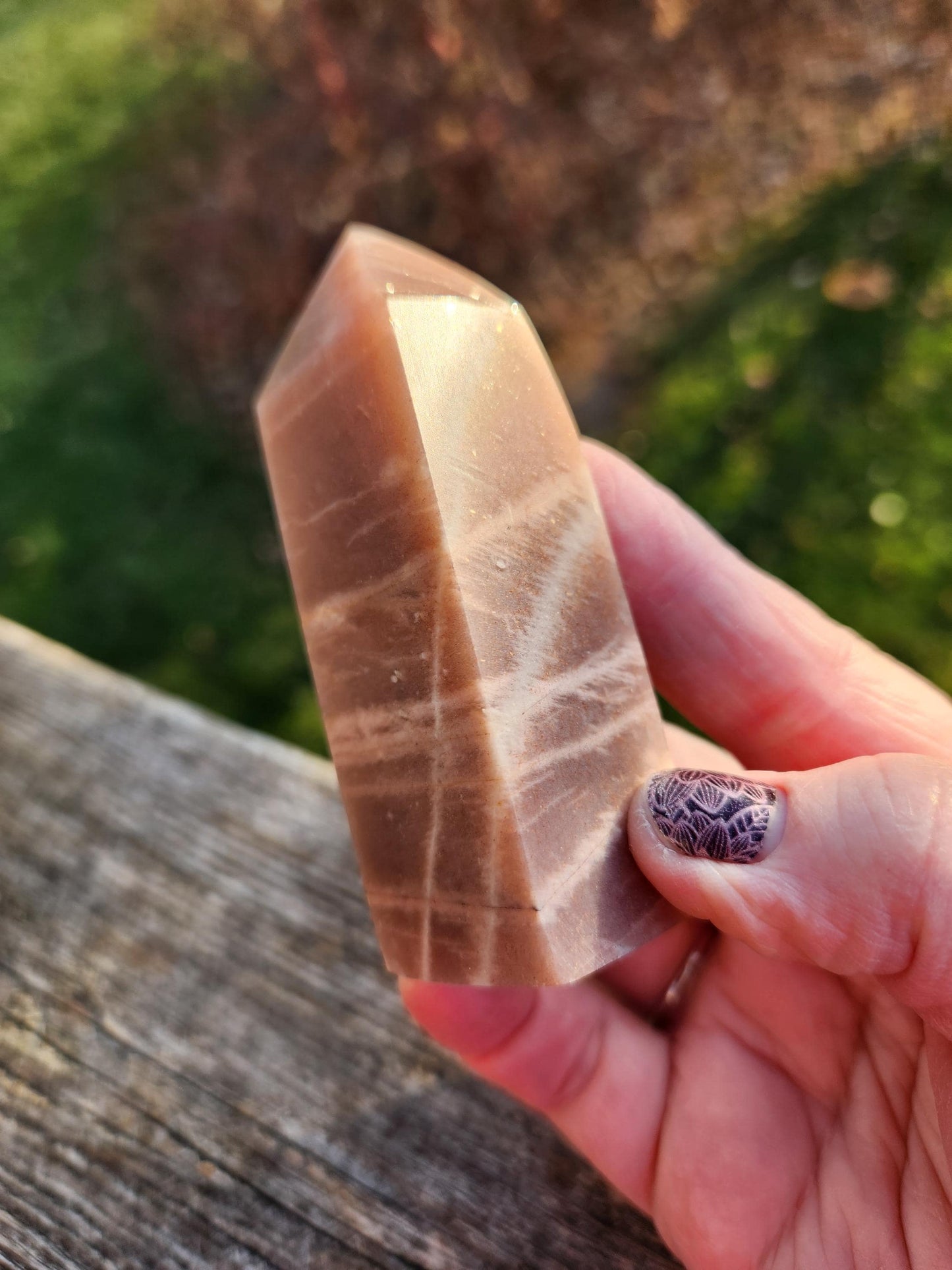 Rare Peach Moonstone with Feldspar Crystal Mini Tower, 4 point