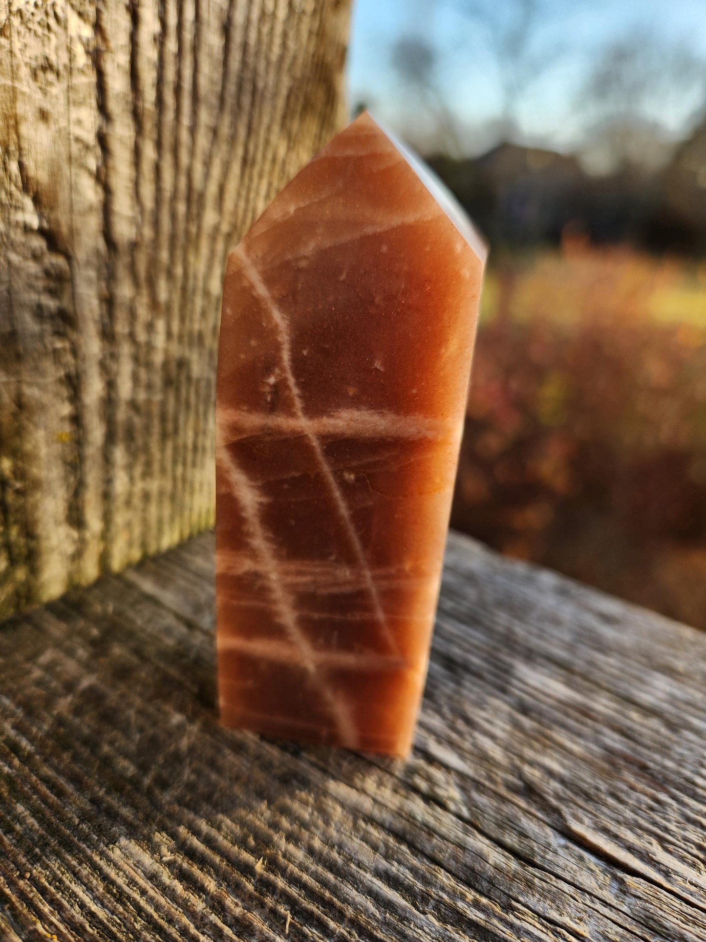 Rare Peach Moonstone with Feldspar Crystal Mini Tower, 4 point