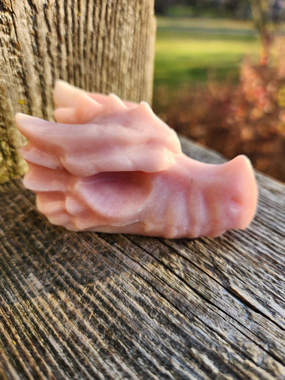 Pink Opal Carved Dragon Head, DnD