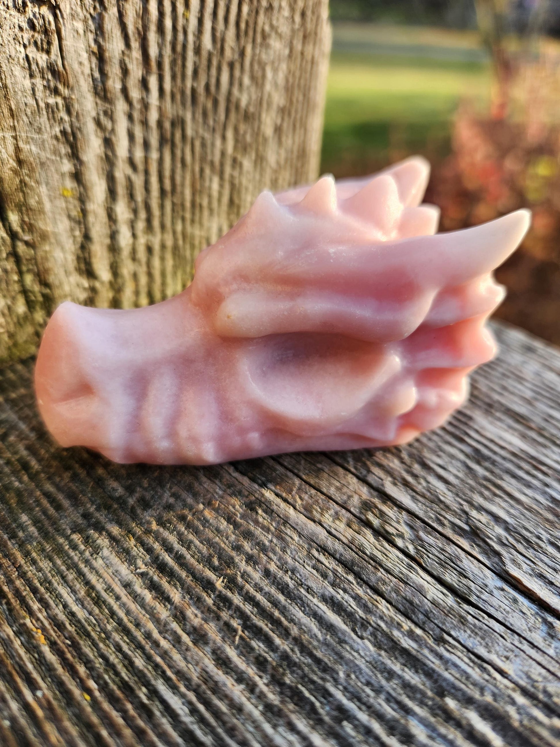 Pink Opal Carved Dragon Head, DnD