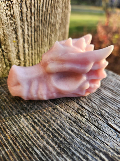 Pink Opal Carved Dragon Head, DnD