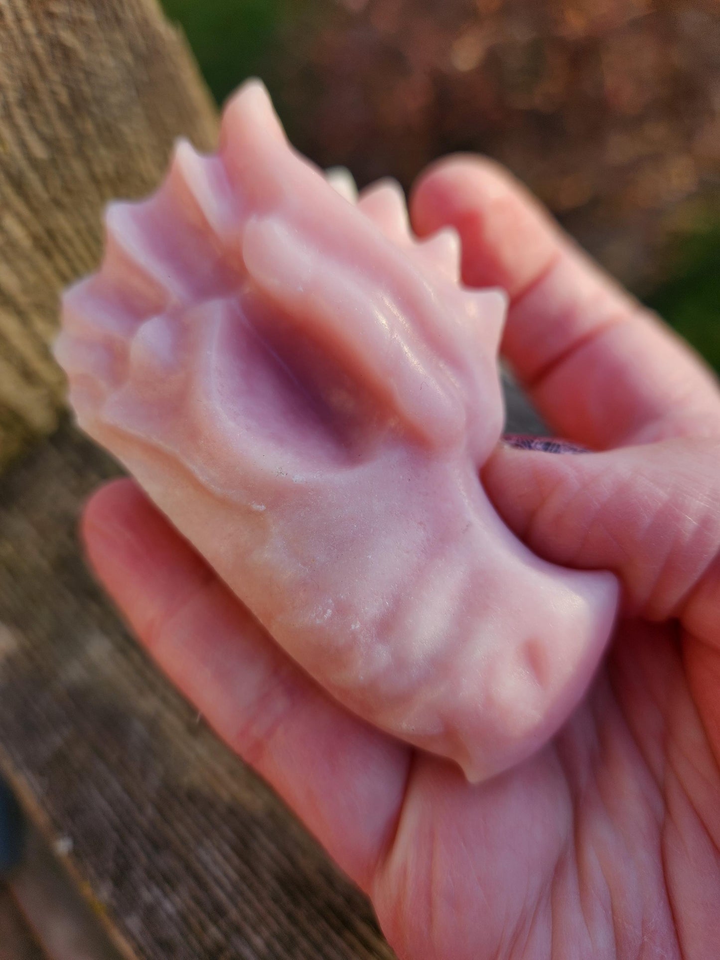 Pink Opal Carved Dragon Head, DnD