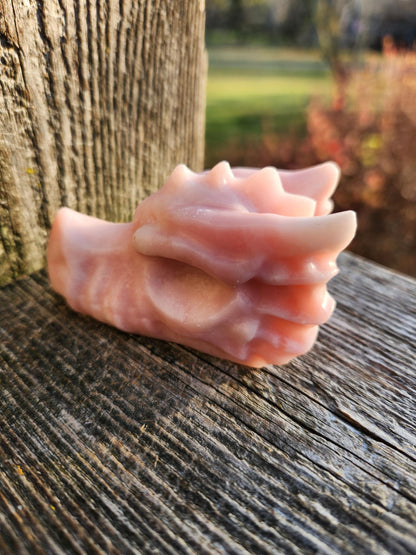 Pink Opal Carved Dragon Head, DnD