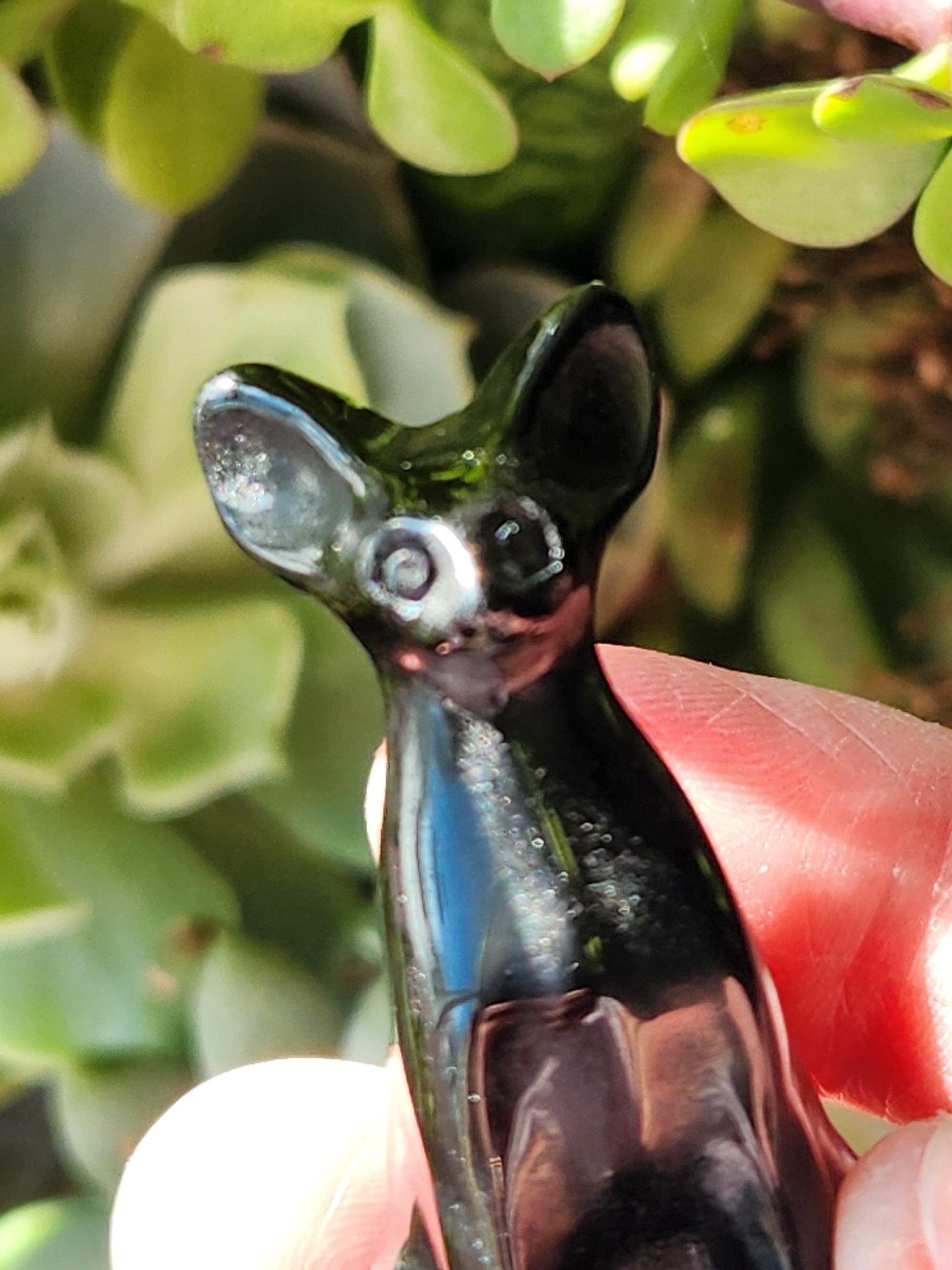 Black Obsidian Cat Figurine: Natural Stone Crystal, Sphynx