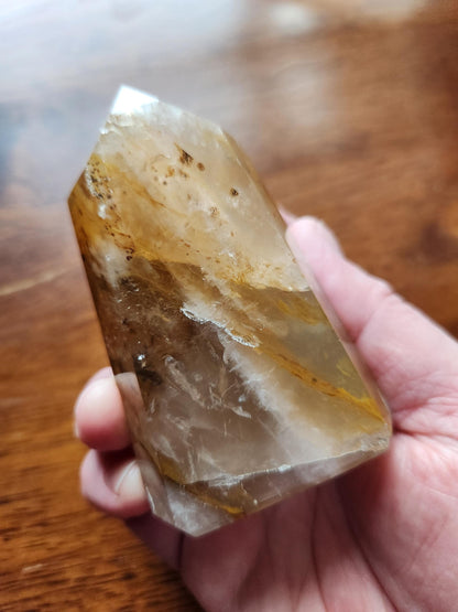 AAA Golden Healer Crystal Tower Point - Brazil Origin, Dendrite