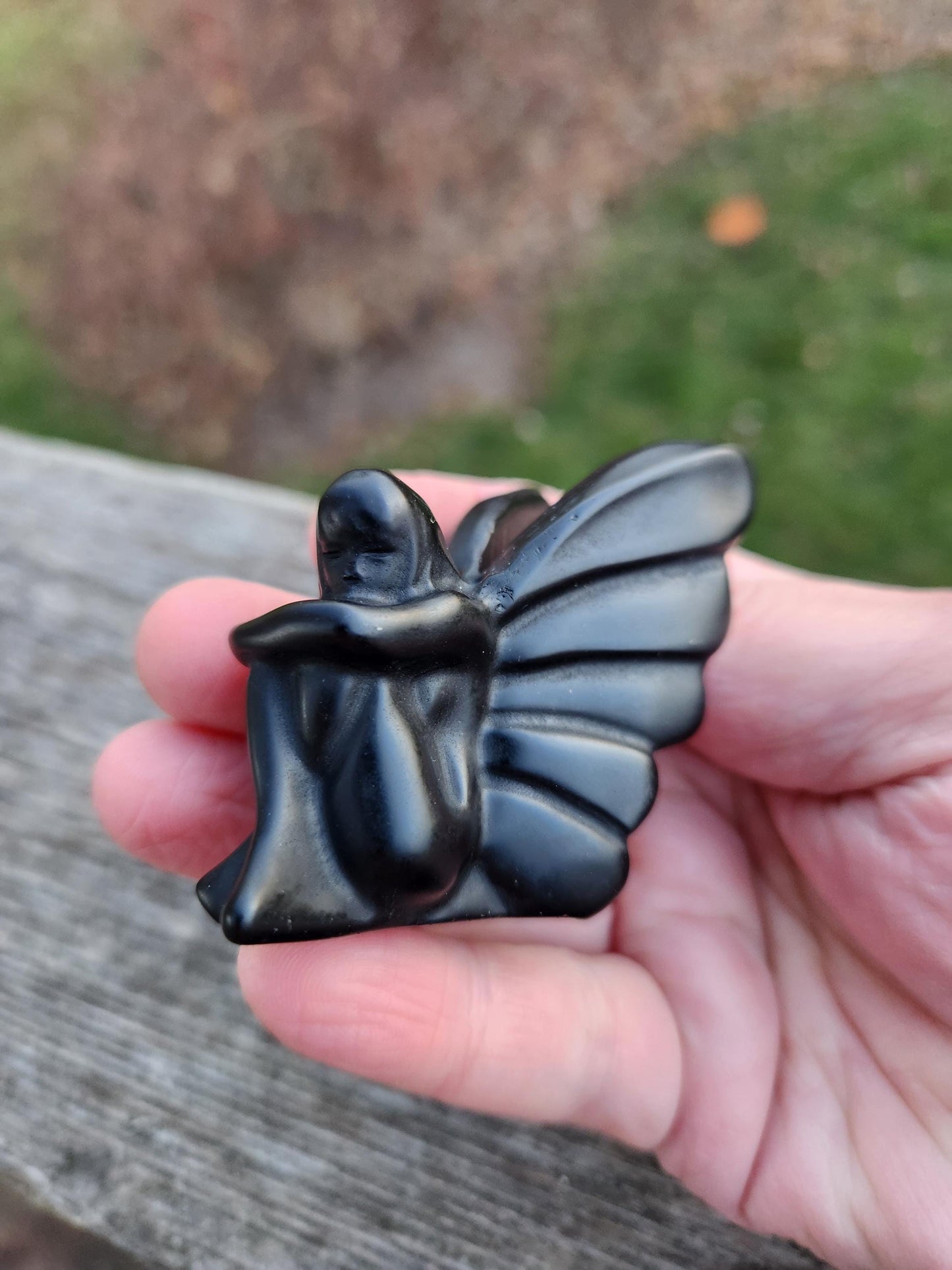 Black Obsidian Angel: Natural Stone Fairy Crystal