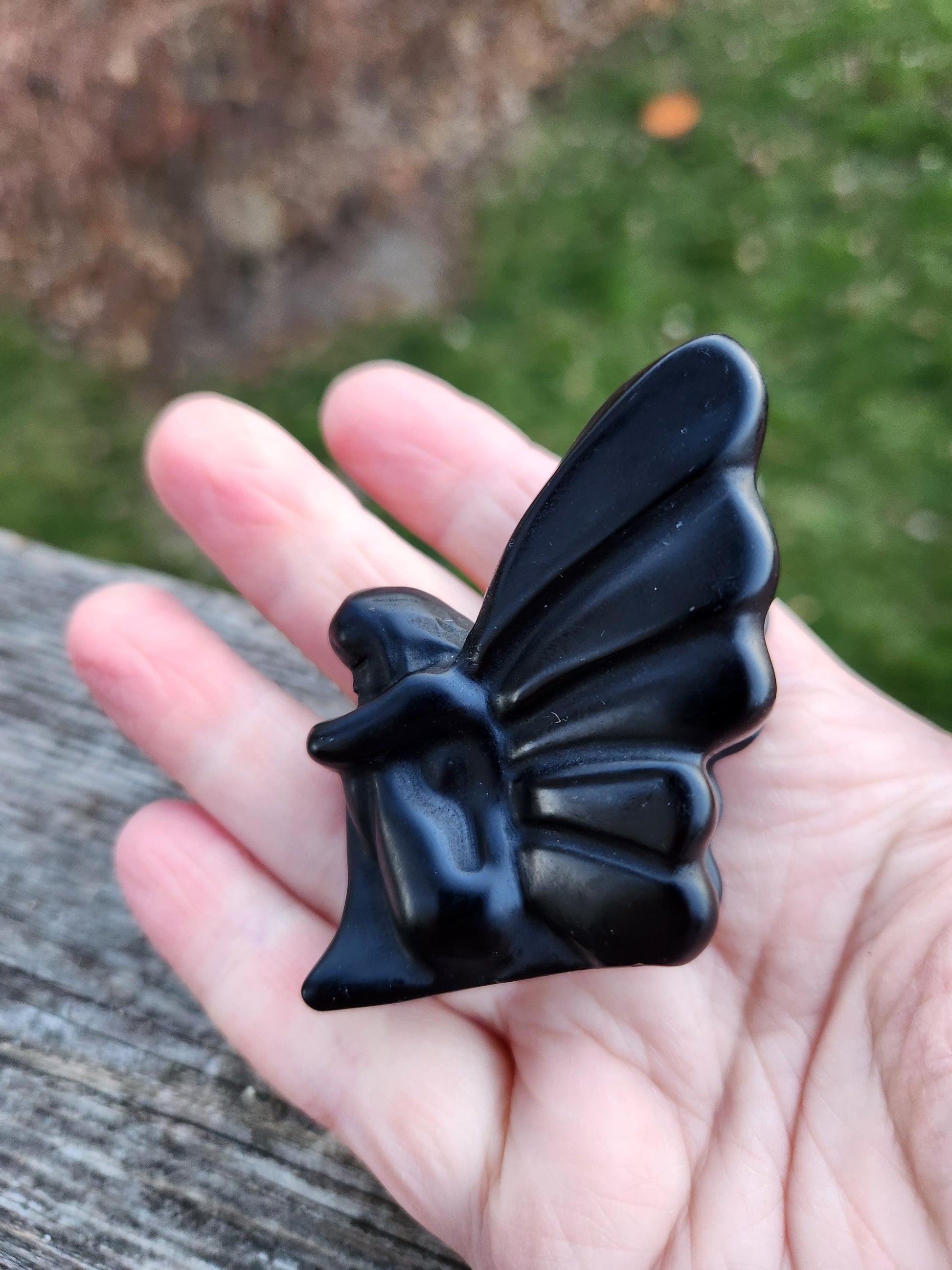 Black Obsidian Angel: Natural Stone Fairy Crystal