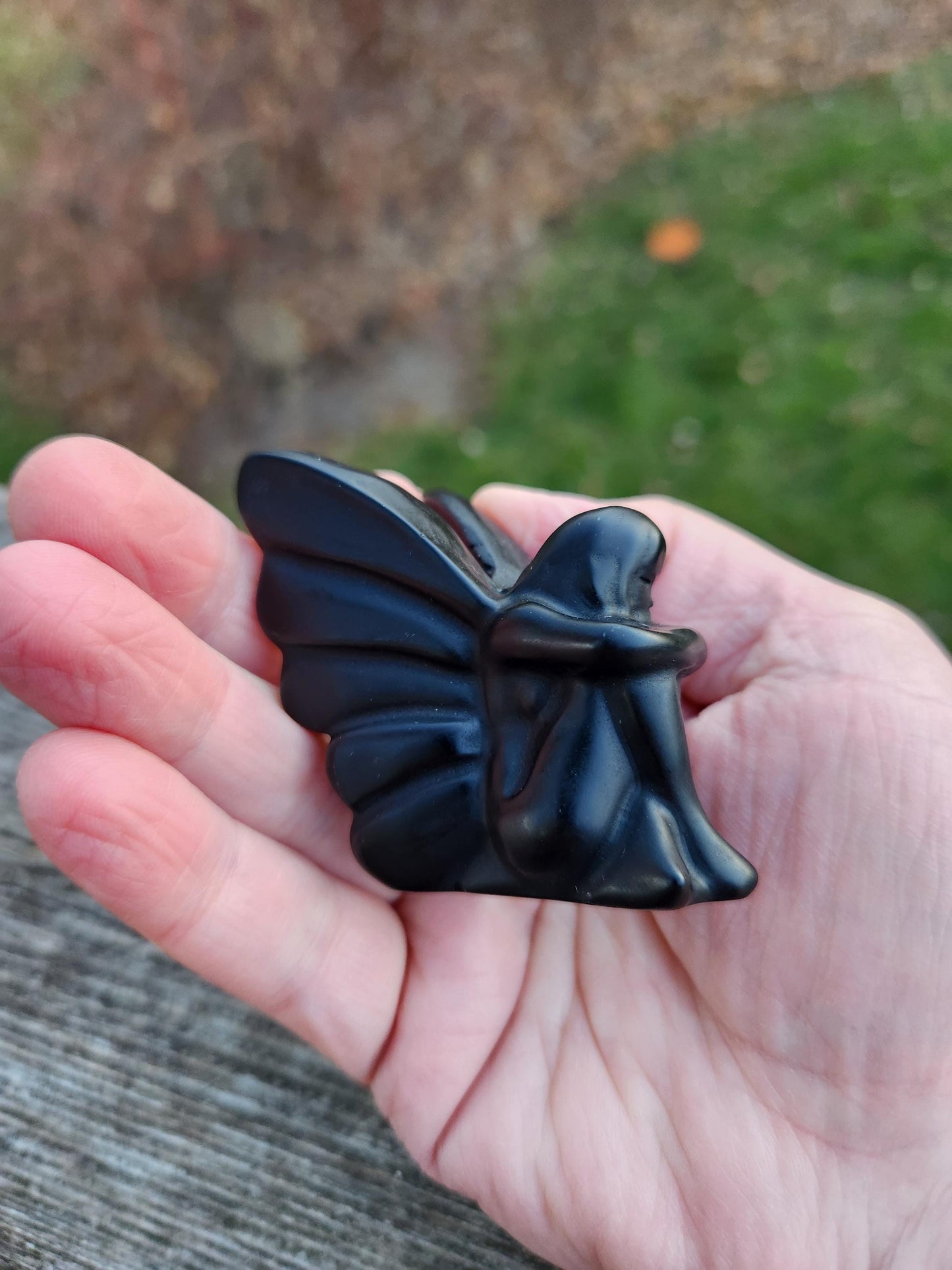 Black Obsidian Angel: Natural Stone Fairy Crystal