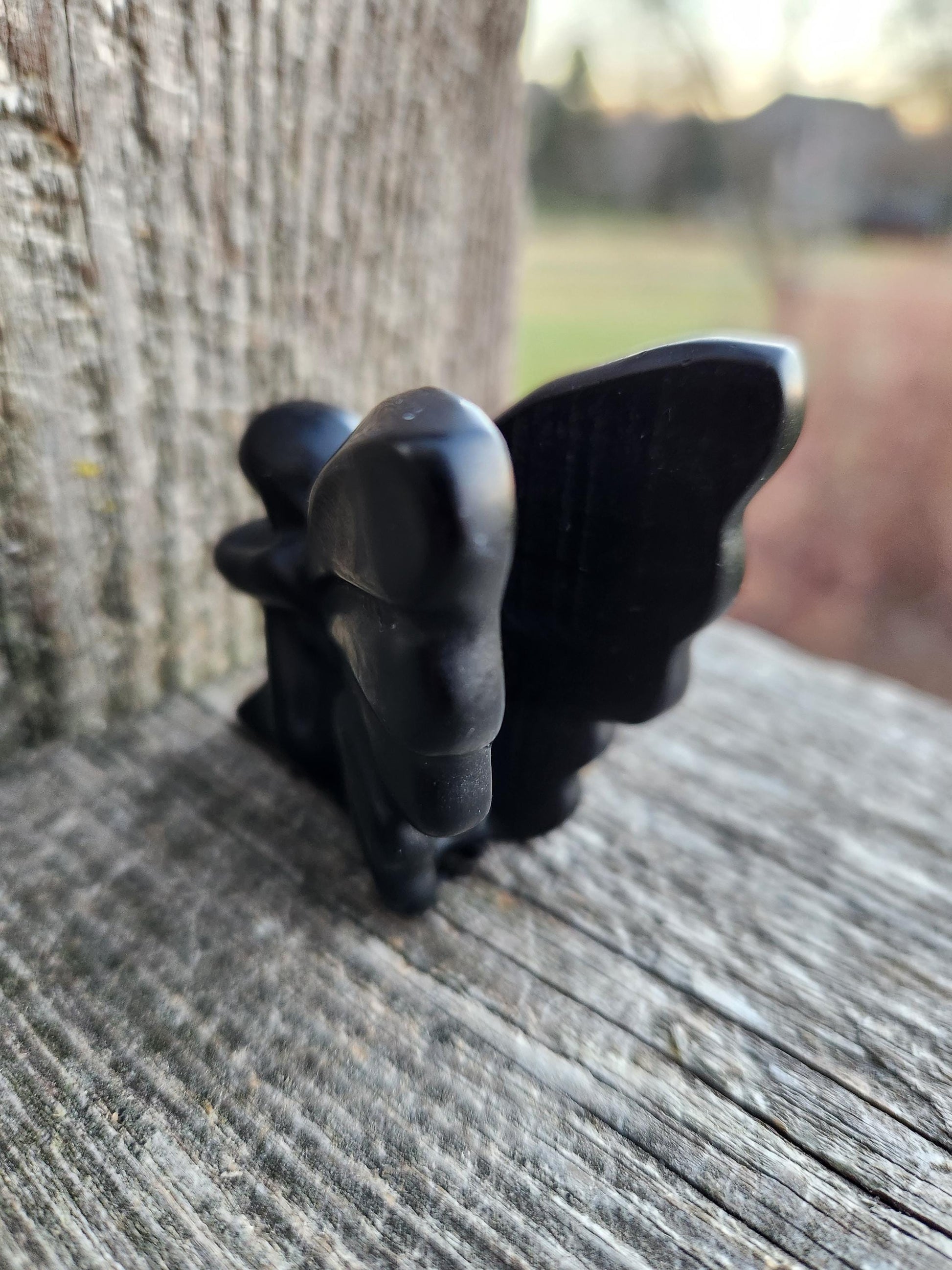 Black Obsidian Angel: Natural Stone Fairy Crystal