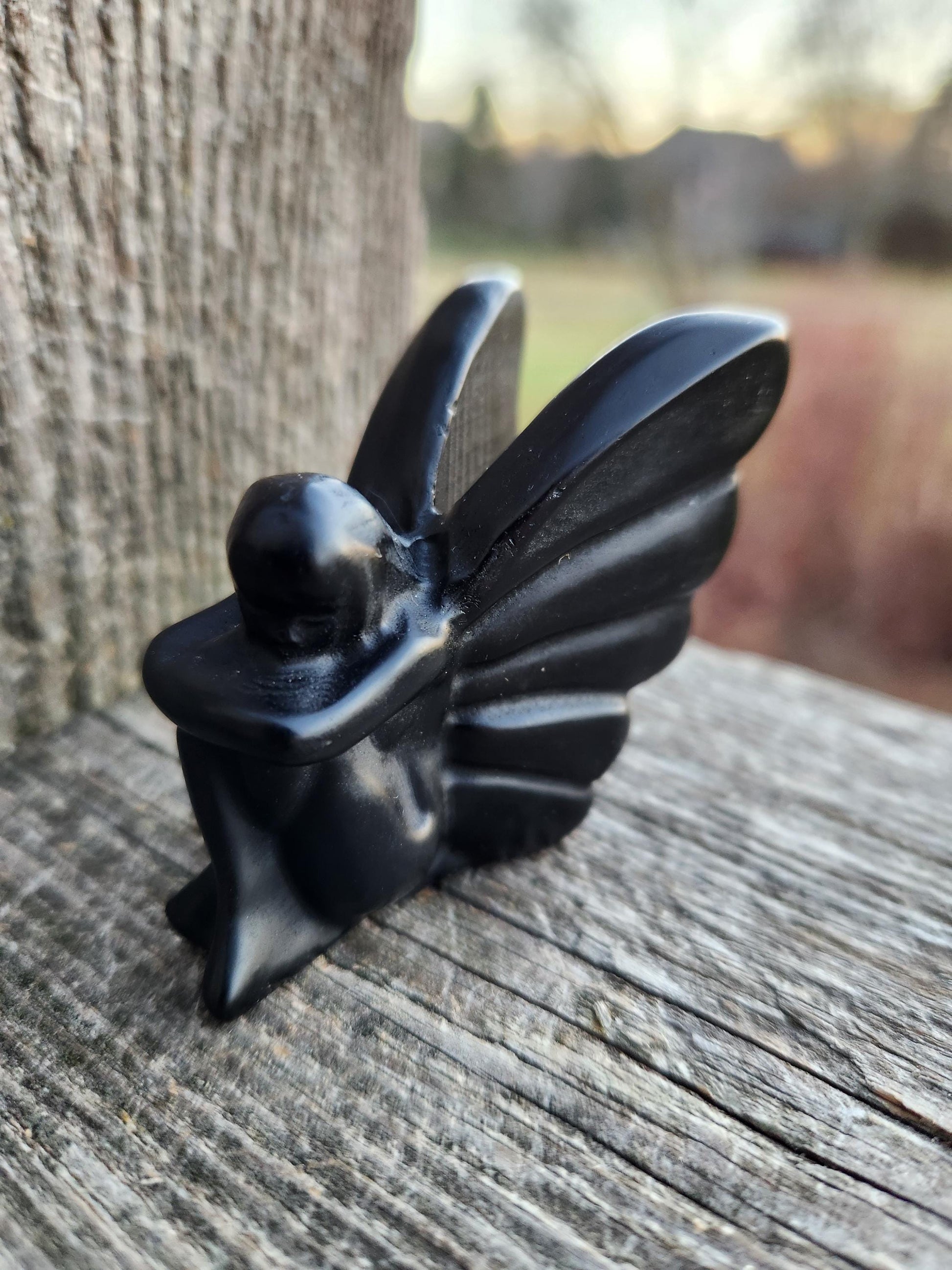 Black Obsidian Angel: Natural Stone Fairy Crystal
