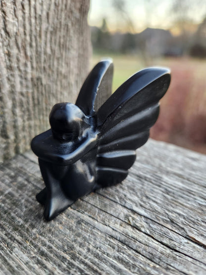 Black Obsidian Angel: Natural Stone Fairy Crystal