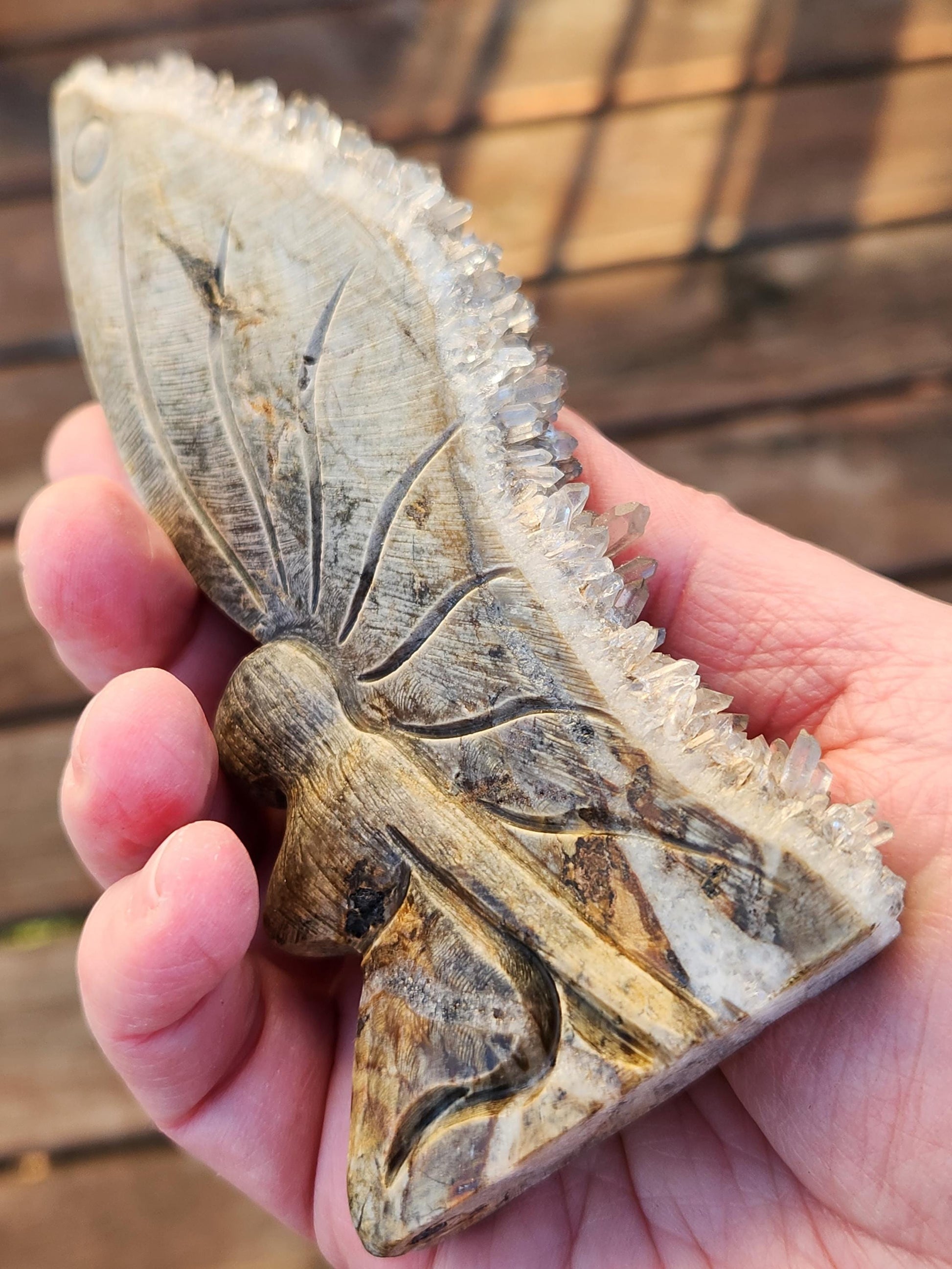 Super Unique Clear Quartz Points 0n Matrix Angel Or Fairy Carving Natural Stone Crystal