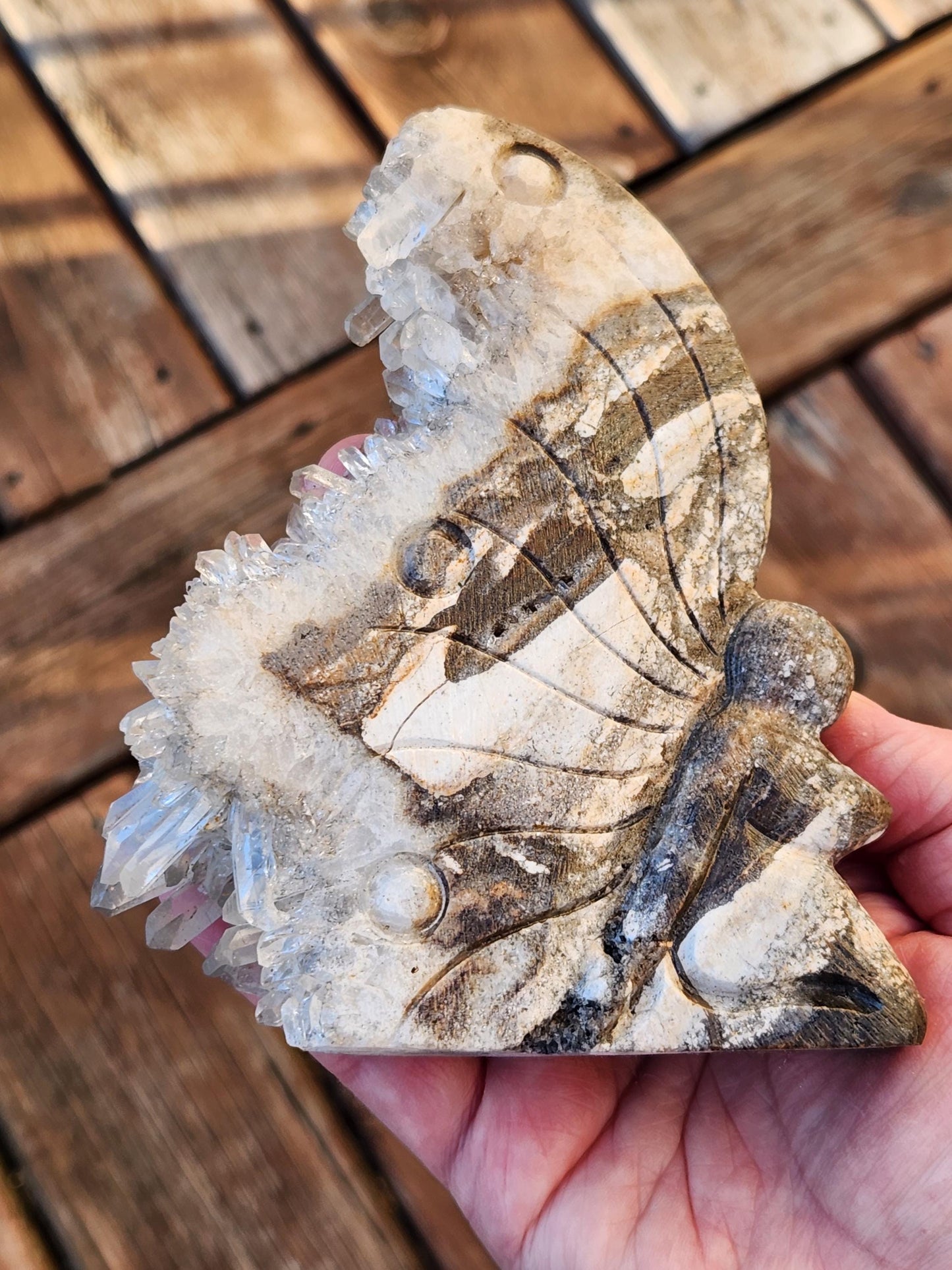 Super Unique Clear Quartz Points 0n Matrix Angel Or Fairy Carving Natural Stone Crystal