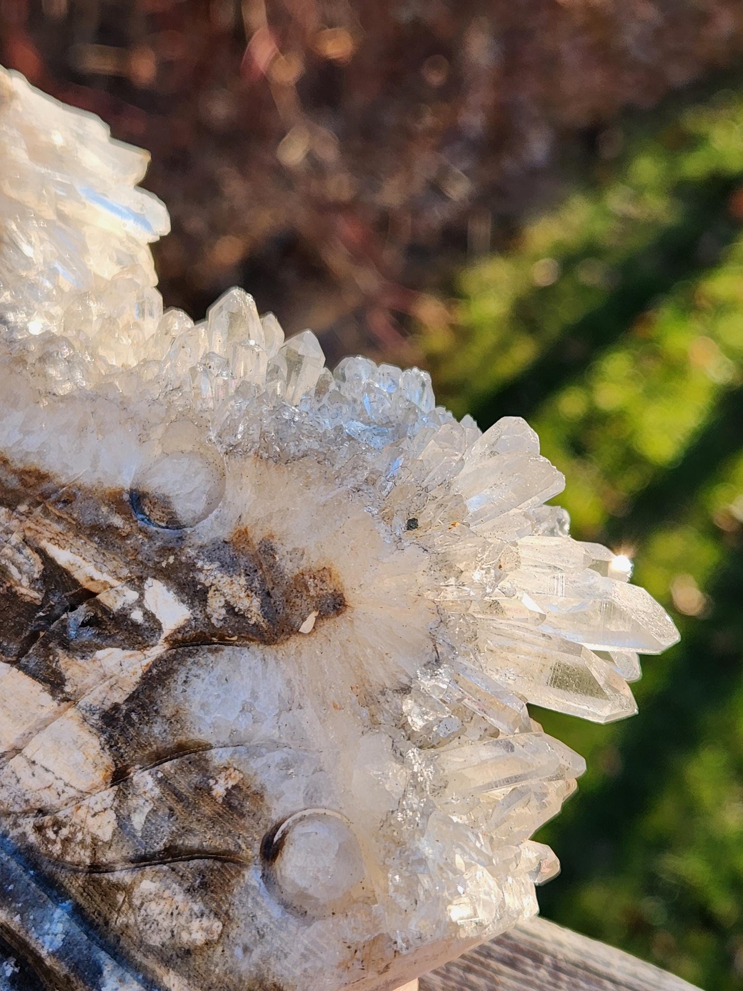 Super Unique Clear Quartz Points 0n Matrix Angel Or Fairy Carving Natural Stone Crystal