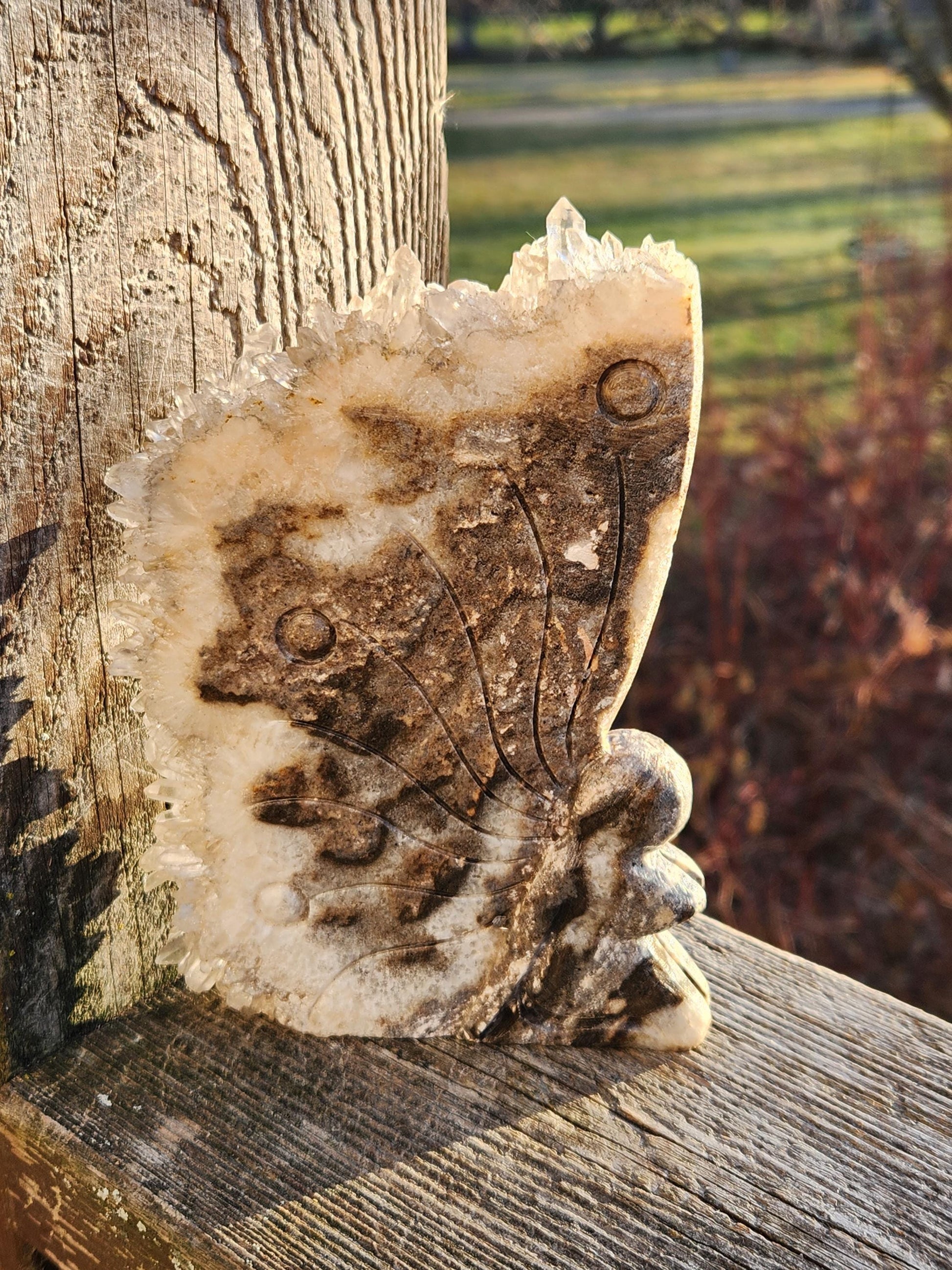 Super Unique Clear Quartz Points 0n Matrix Angel Or Fairy Carving Natural Stone Crystal