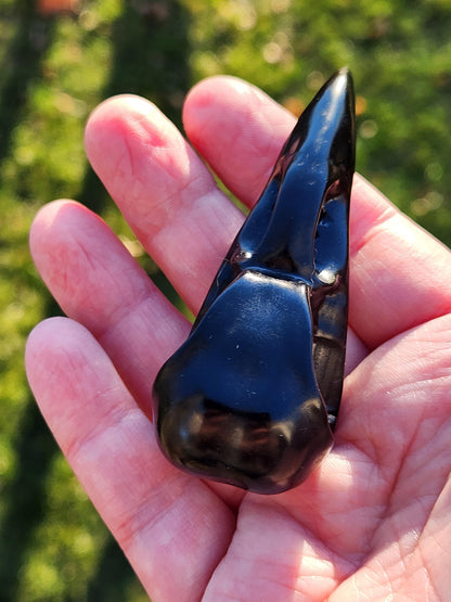 Carved Black Obsidian Small Raven Skull: Crystal Carving, One