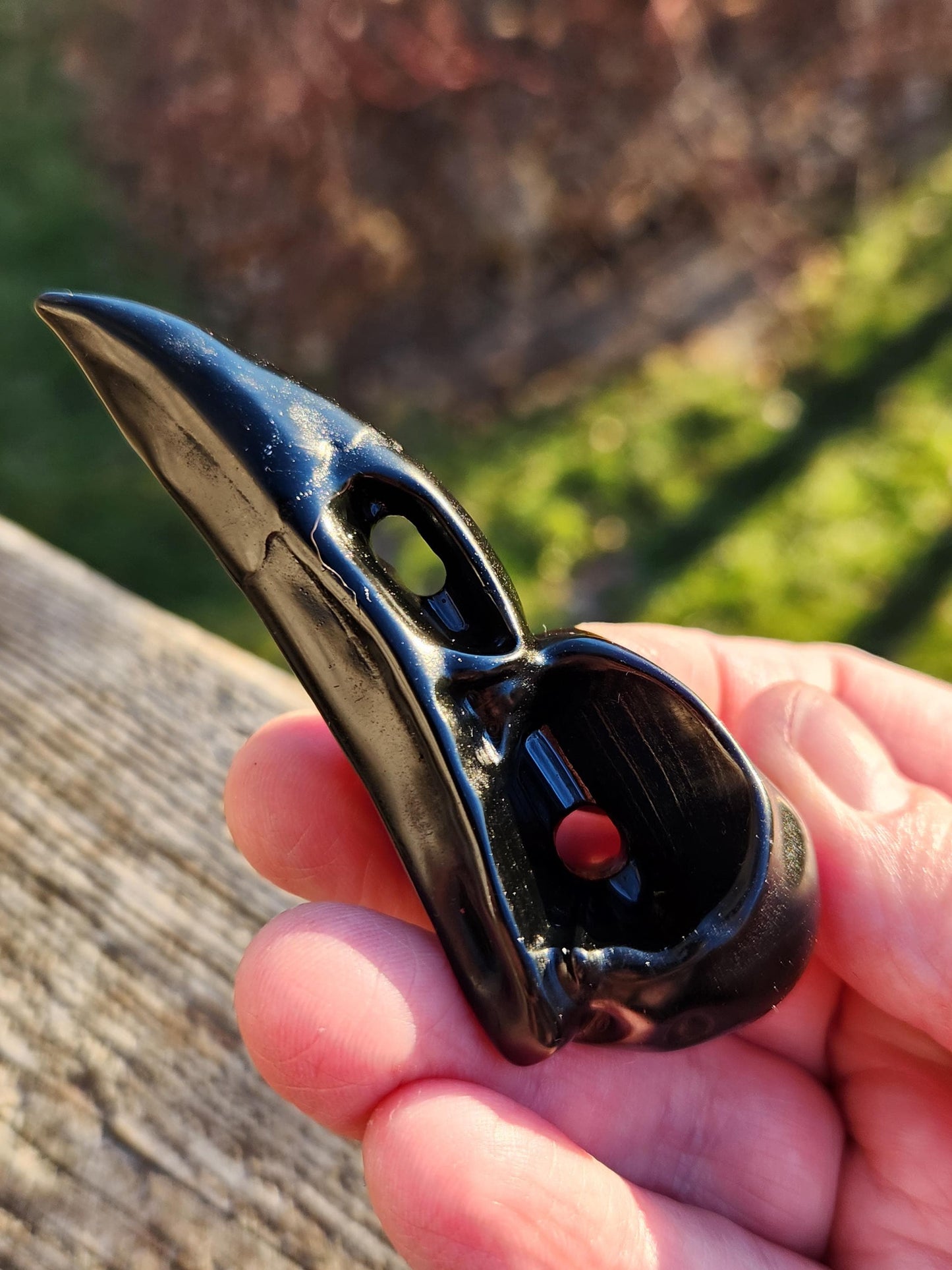 Carved Black Obsidian Small Raven Skull: Crystal Carving, One