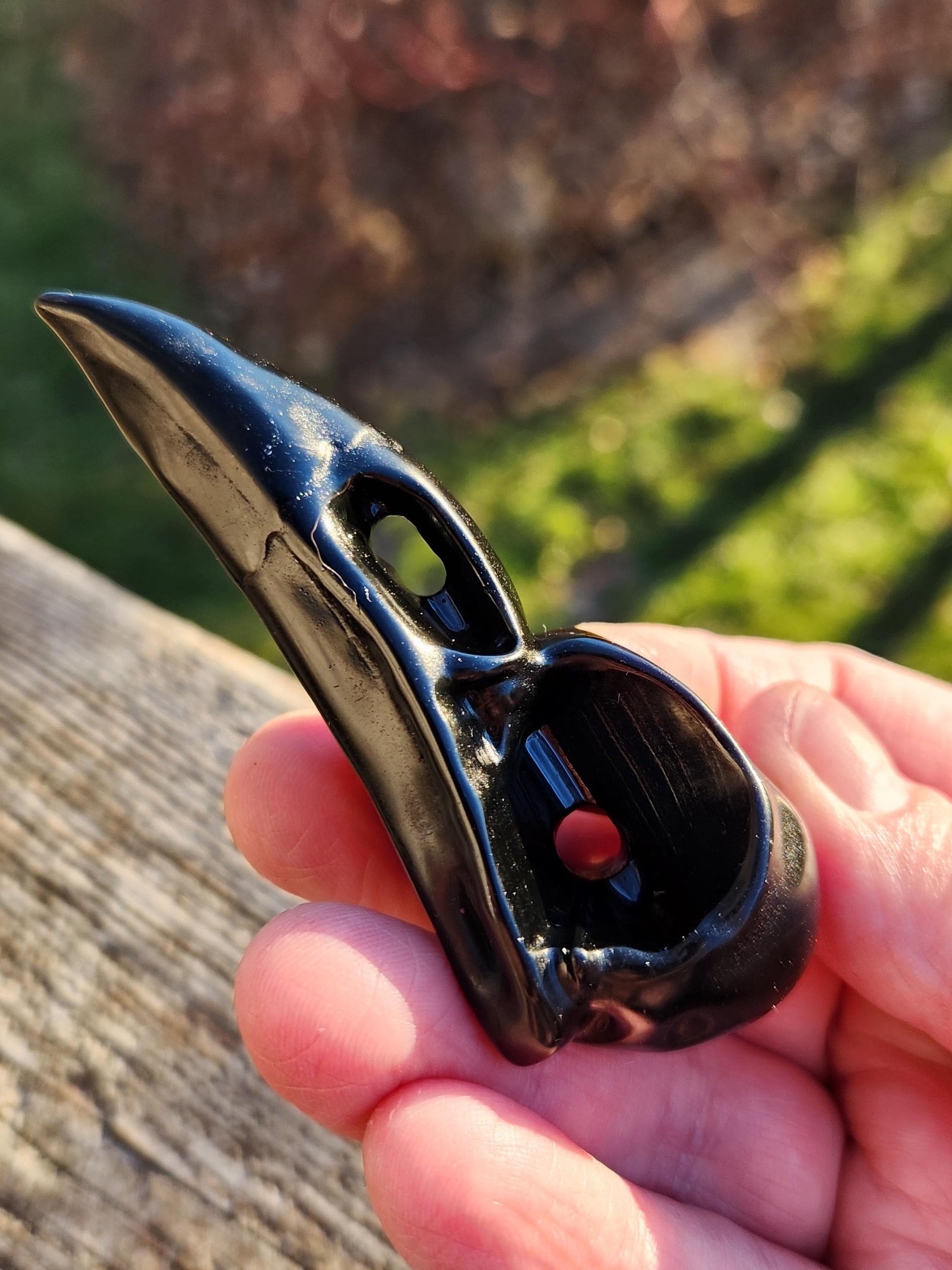 Carved Black Obsidian Small Raven Skull: Crystal Carving, One