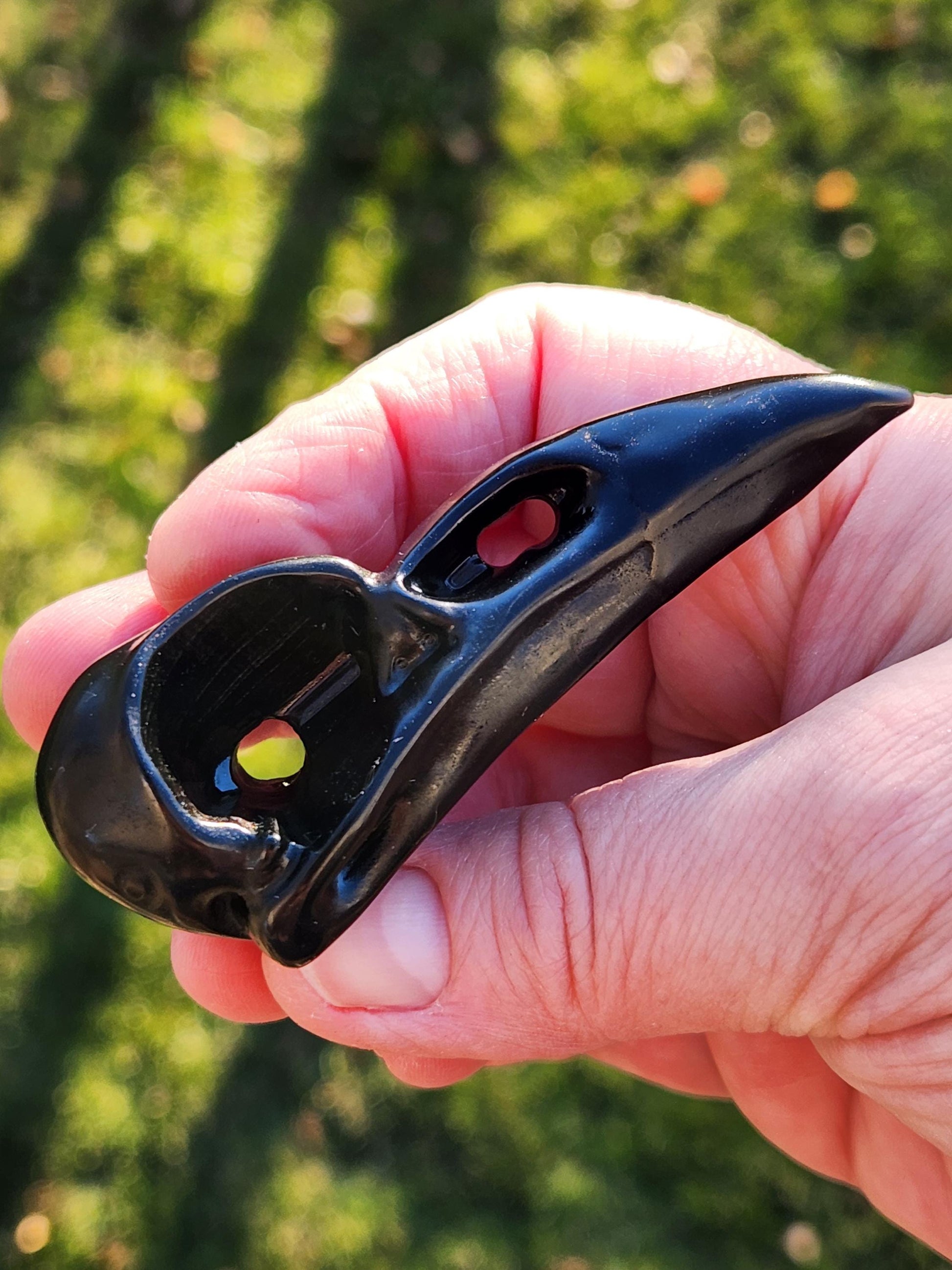 Carved Black Obsidian Small Raven Skull: Crystal Carving, One