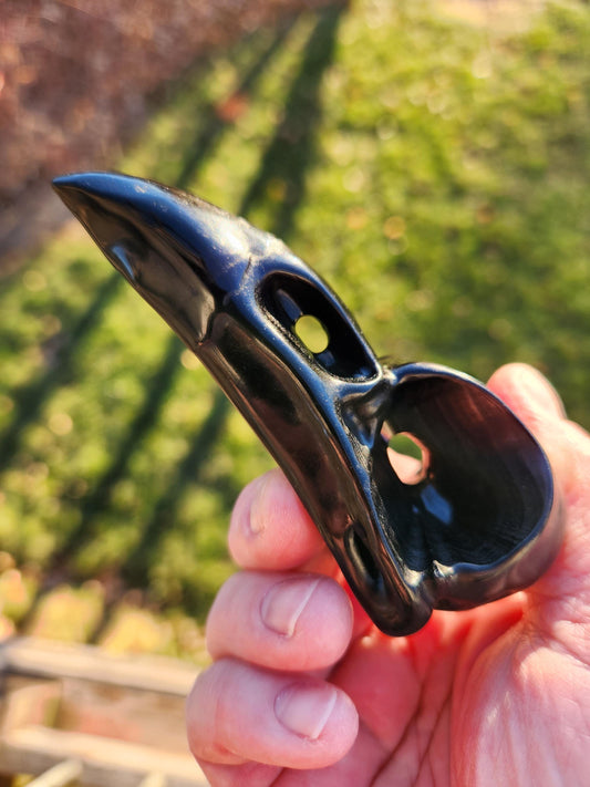 Carved Black Obsidian Medium Raven Skull: Crystal Carving, One
