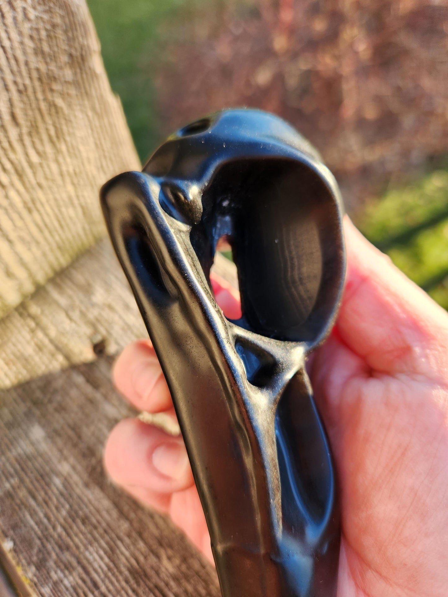 Carved Black Obsidian Large Raven Skull: Crystal Carving, One