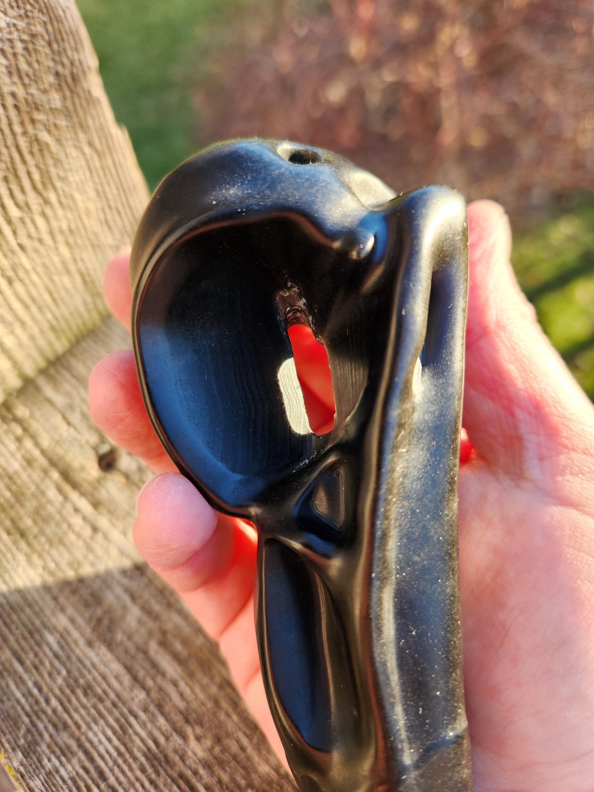 Carved Black Obsidian Large Raven Skull: Crystal Carving, One