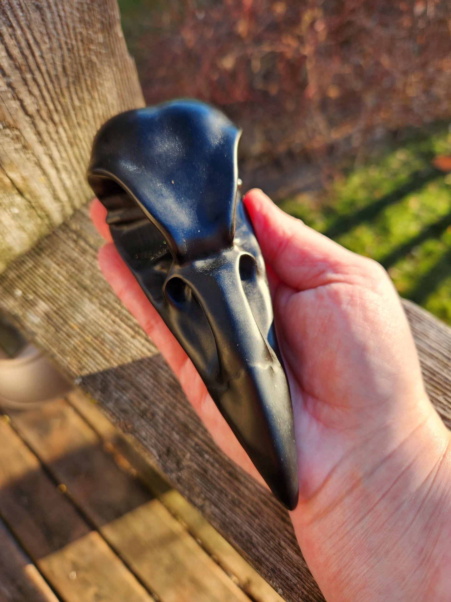 Carved Black Obsidian Large Raven Skull: Crystal Carving, One