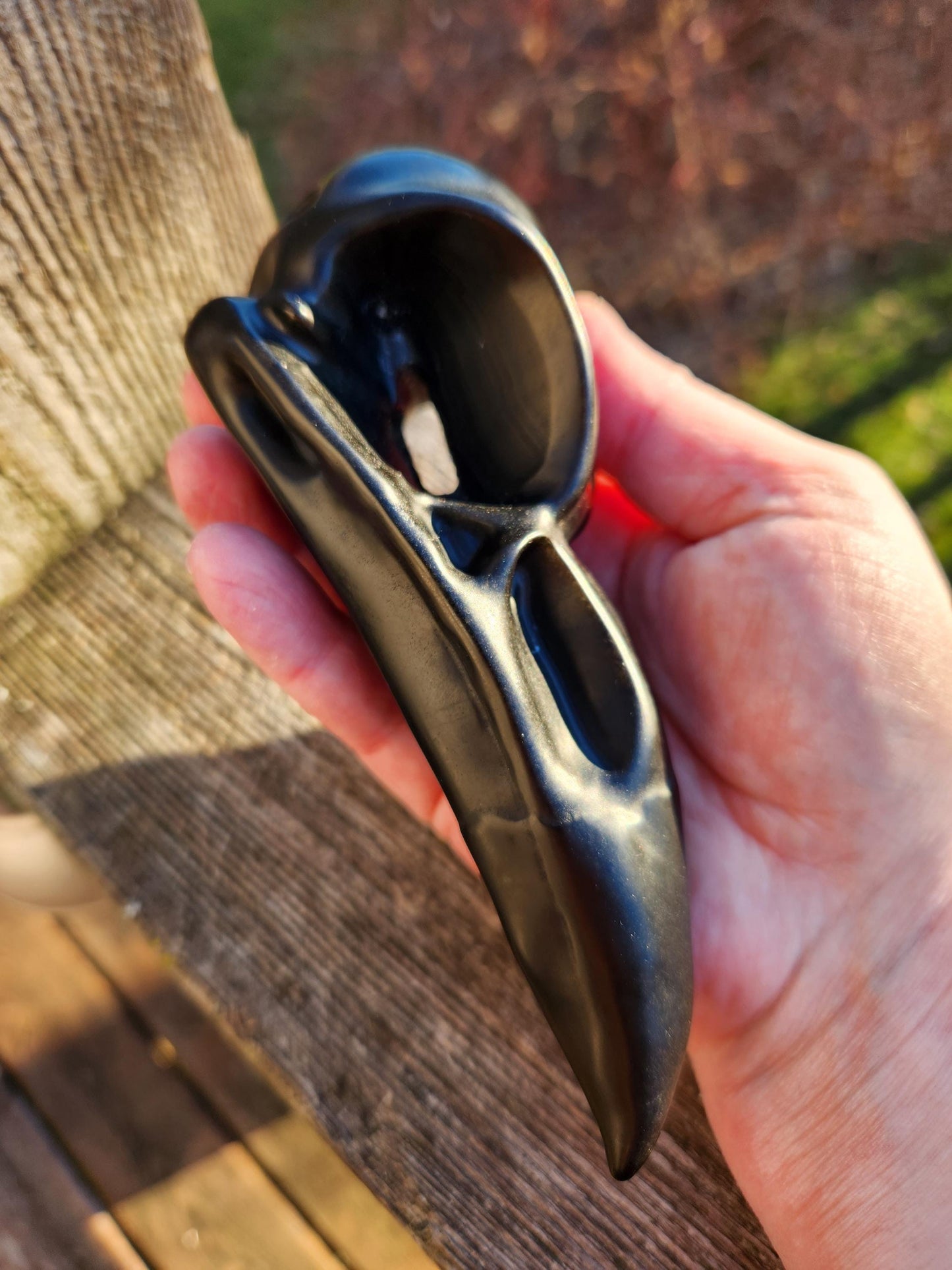 Carved Black Obsidian Large Raven Skull: Crystal Carving, One