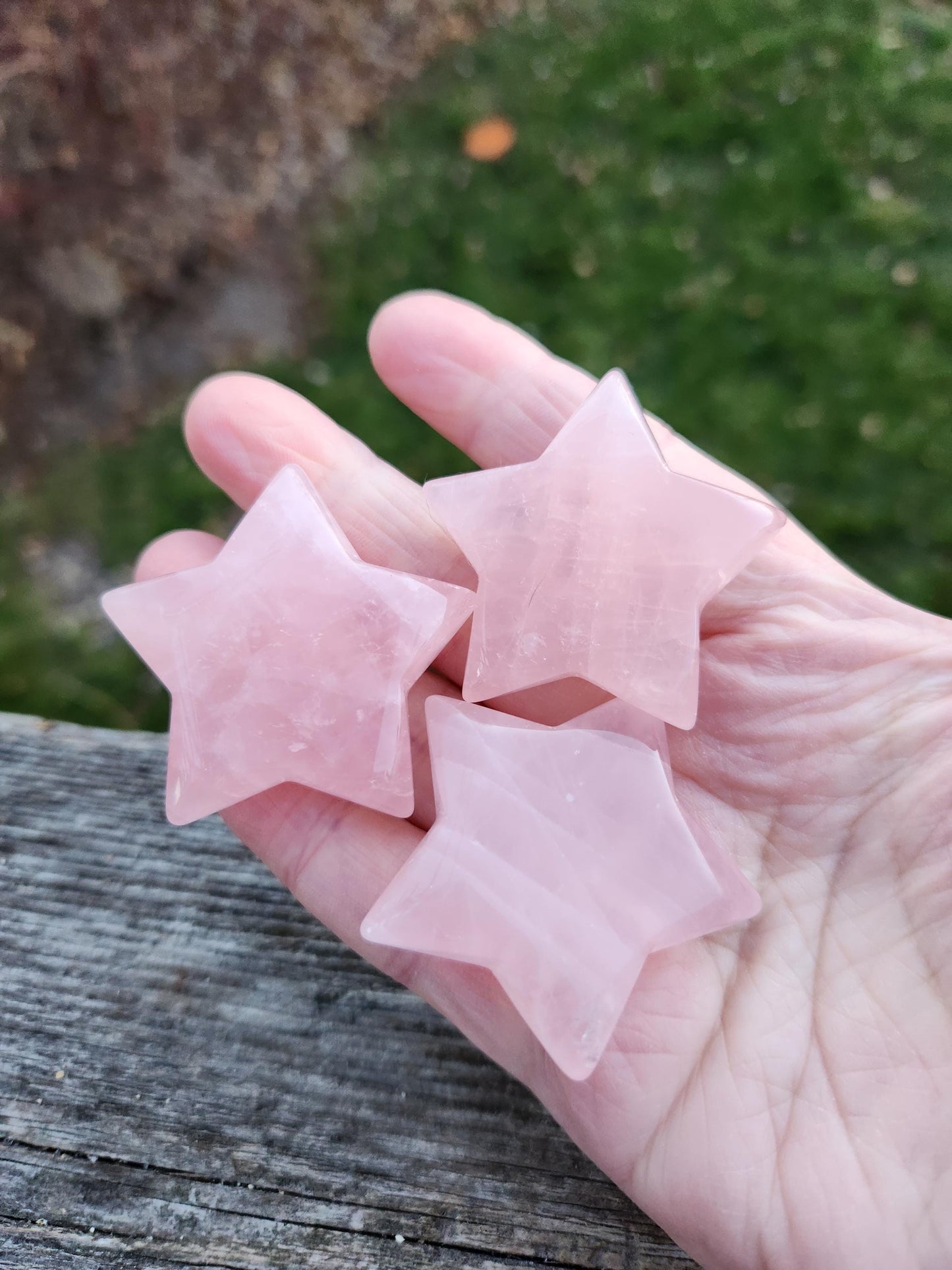 AAA Rose Quartz Crystal Small Star, High Polish Pocket Stone, One