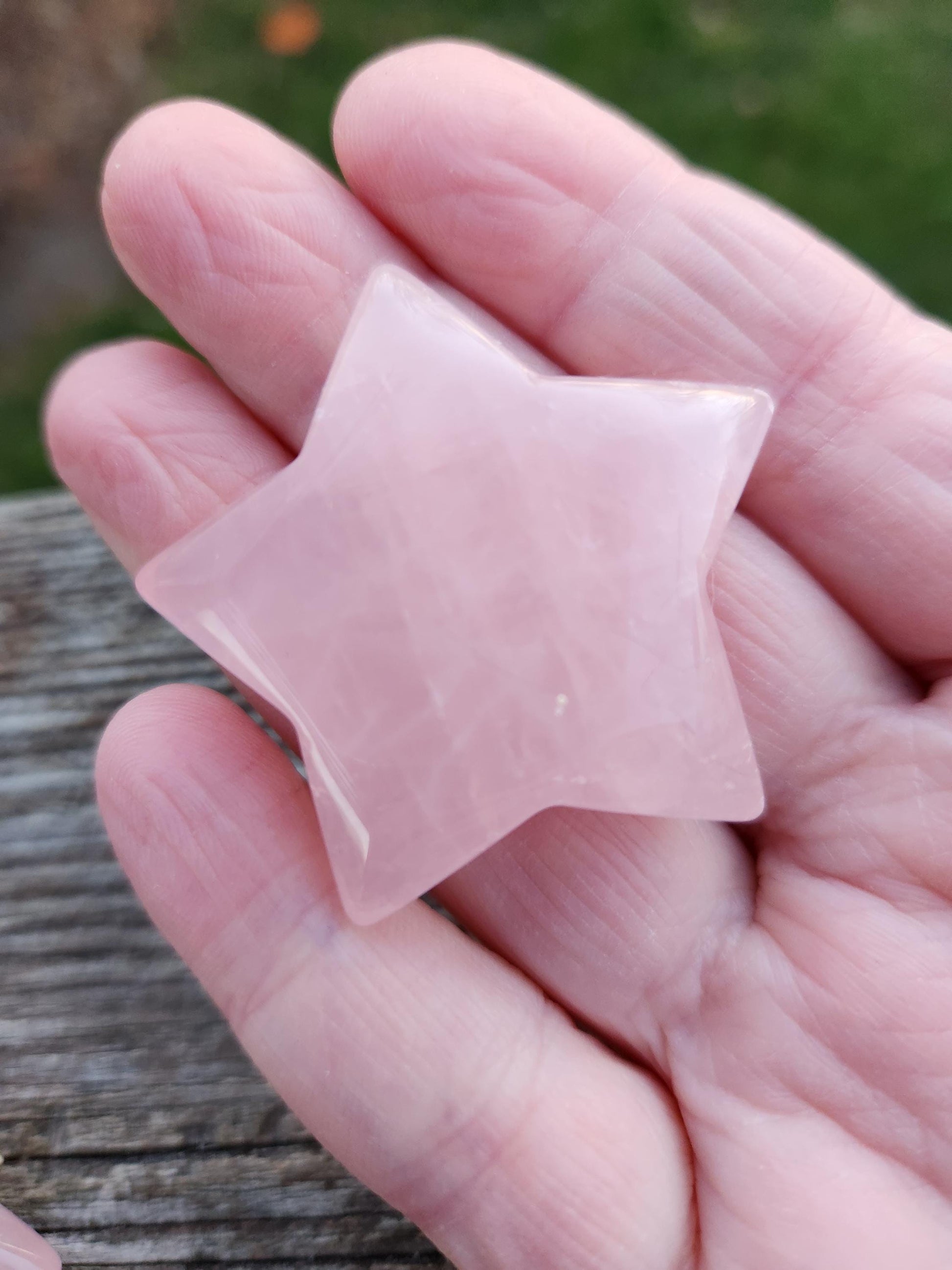 AAA Rose Quartz Crystal Small Star, High Polish Pocket Stone, One