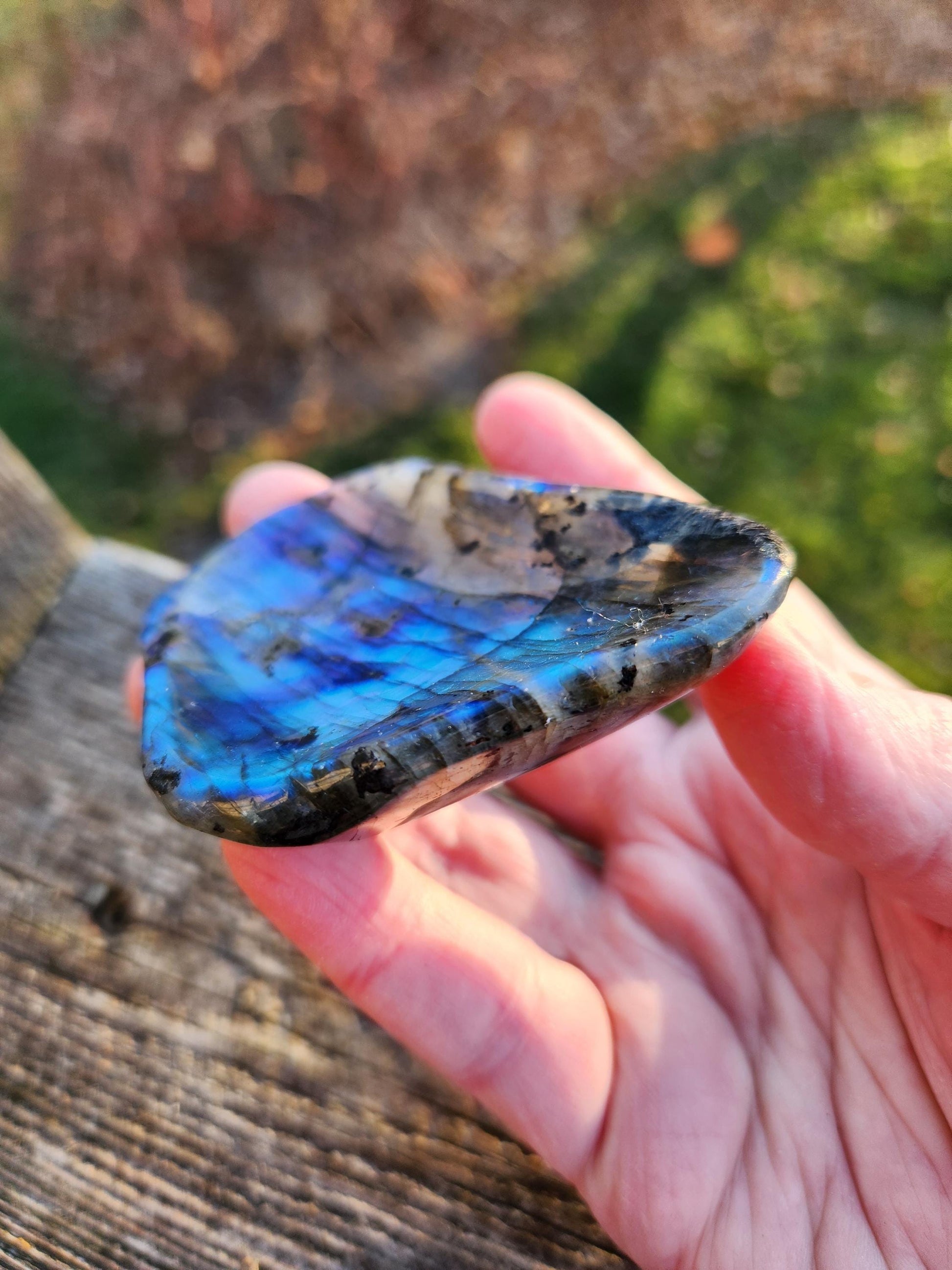 Labradorite Bowl or Dish Carving: Crystal with Blue Flash