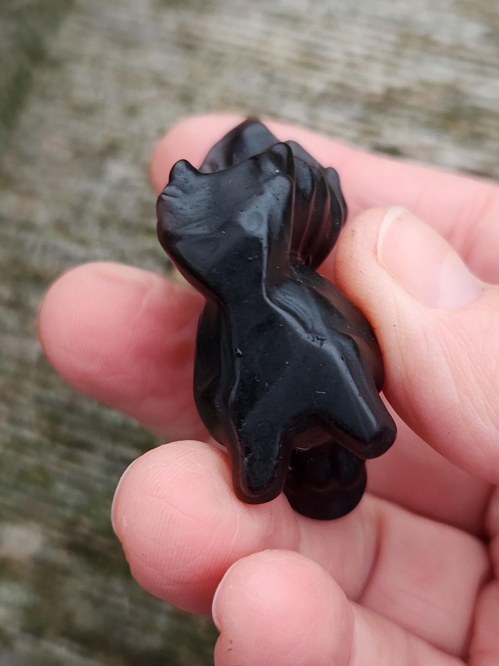 Silver Sheen Obsidian Carved Squirrel: Natural Crystal Figurine, 1 Squirrel