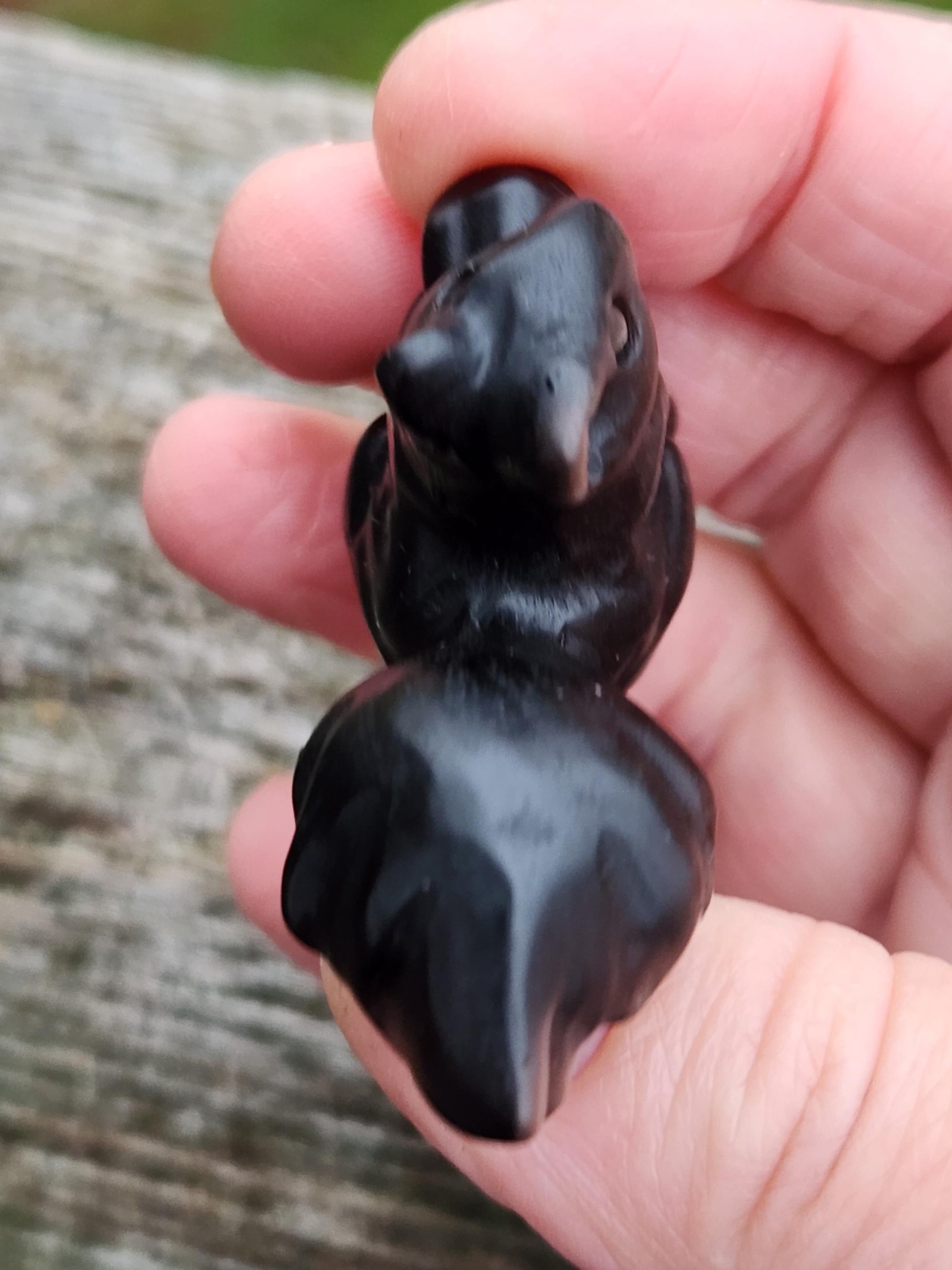 Silver Sheen Obsidian Carved Squirrel: Natural Crystal Figurine, 1 Squirrel