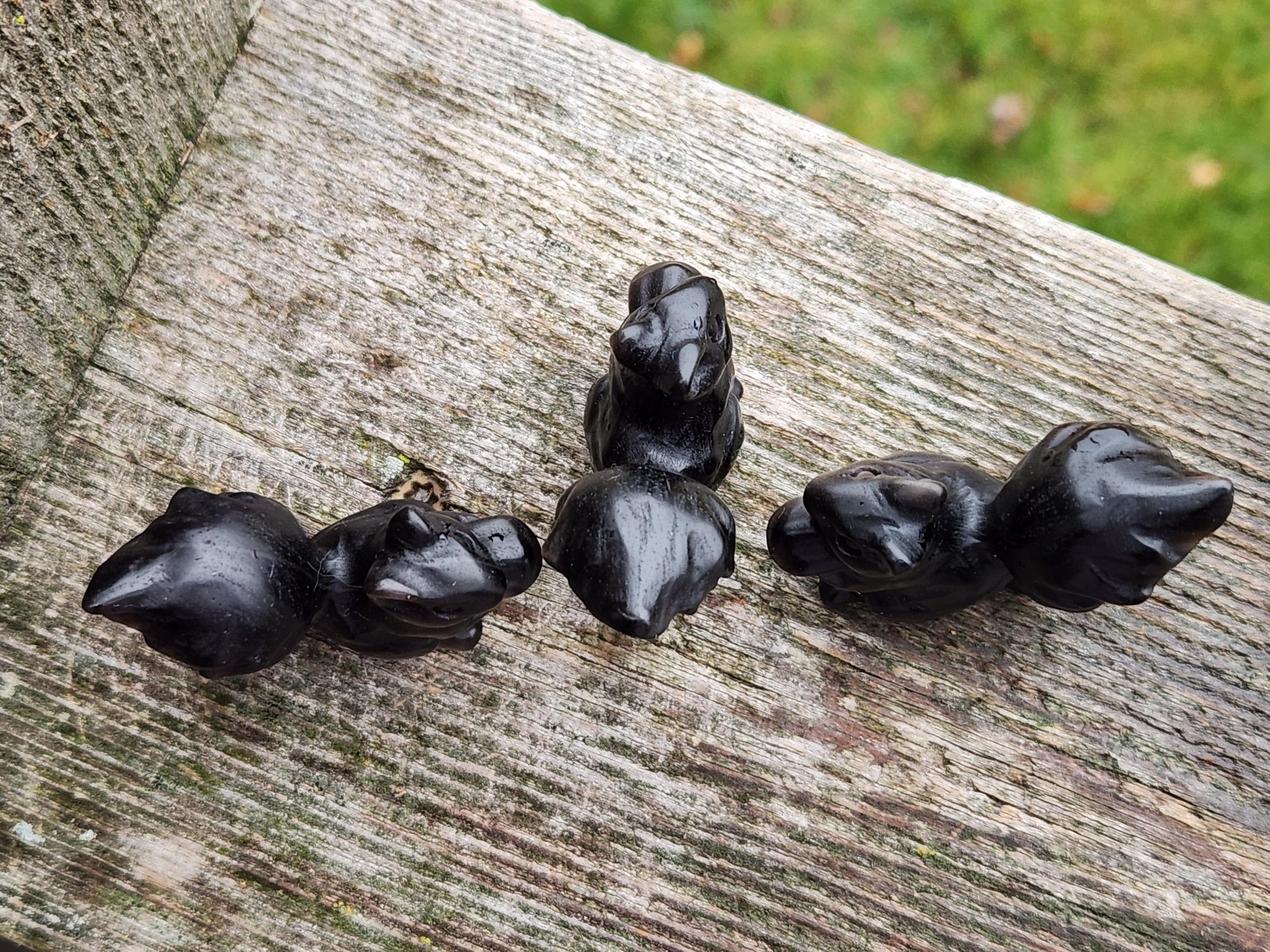 Silver Sheen Obsidian Carved Squirrel: Natural Crystal Figurine, 1 Squirrel