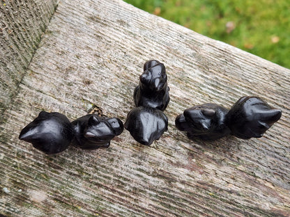 Silver Sheen Obsidian Carved Squirrel: Natural Crystal Figurine, 1 Squirrel