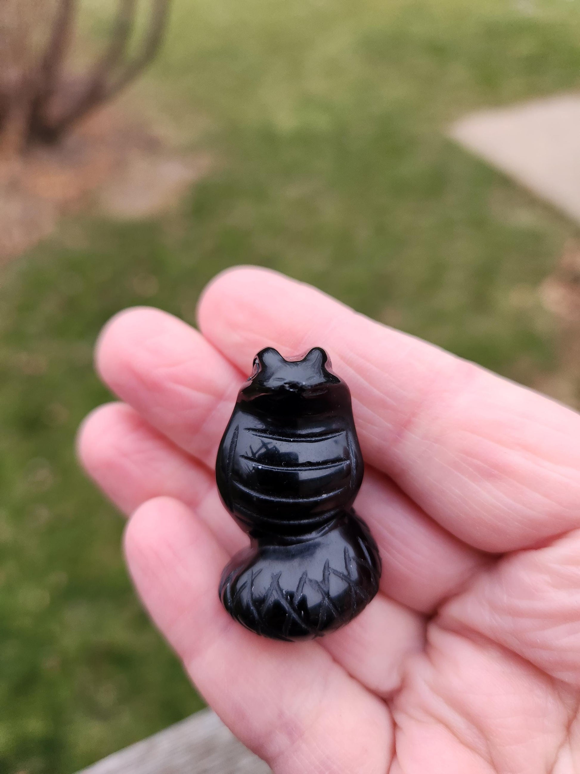 Carved Black Obsidian Cobra Snake: Crystal Carving, One
