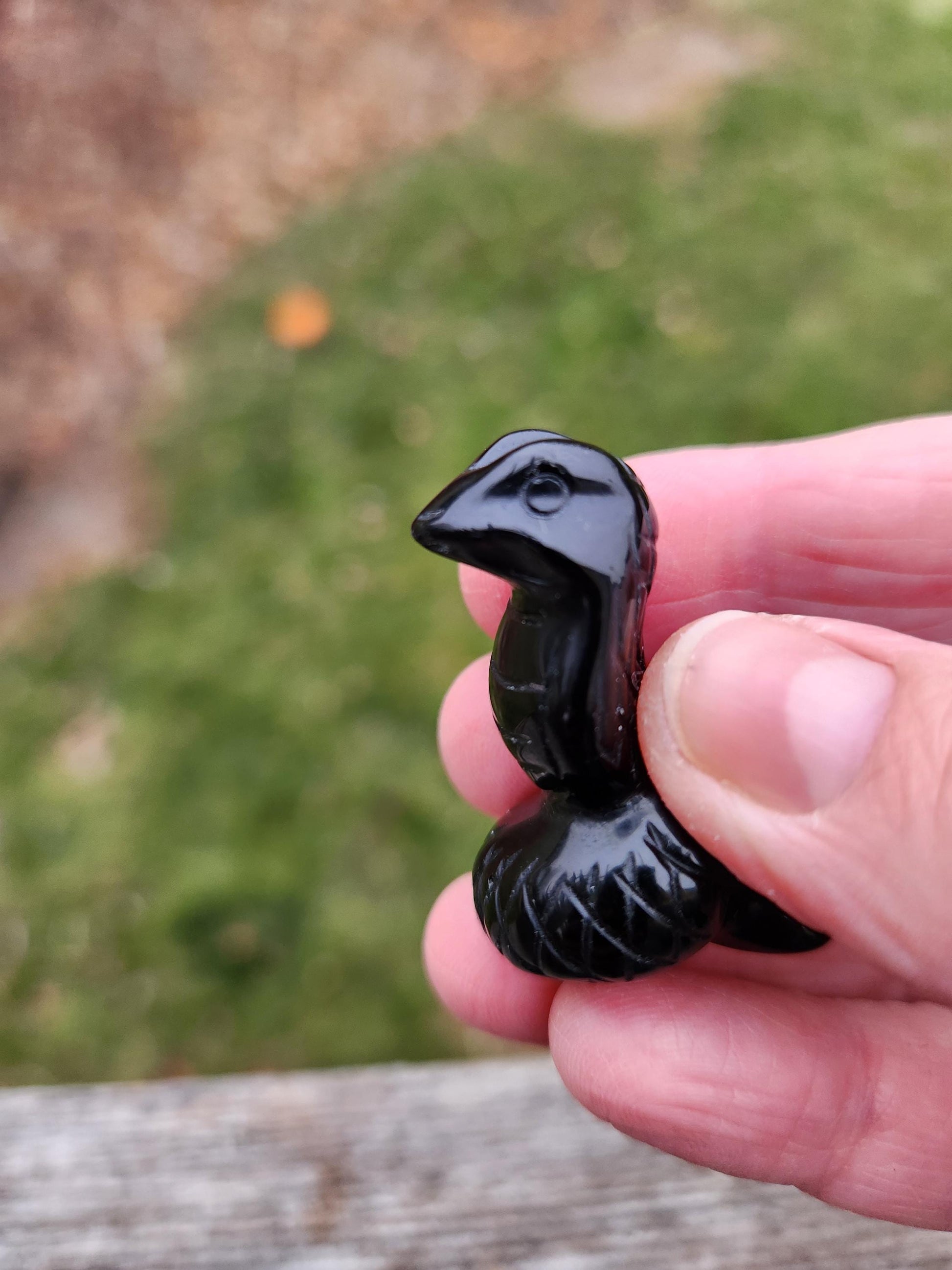 Carved Black Obsidian Cobra Snake: Crystal Carving, One