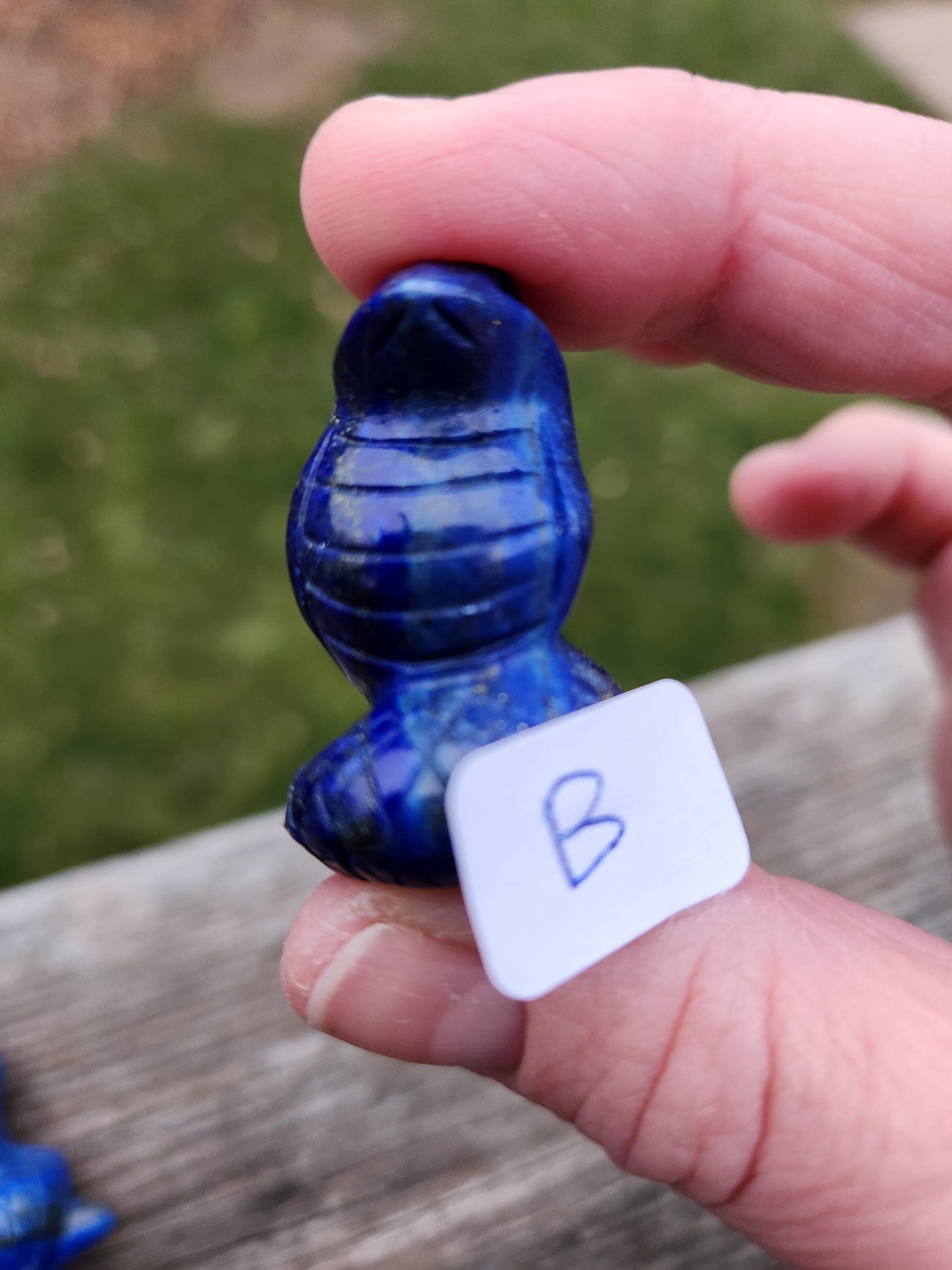 Carved Lapis Lazuli Cobra Snake: Crystal Carving, One