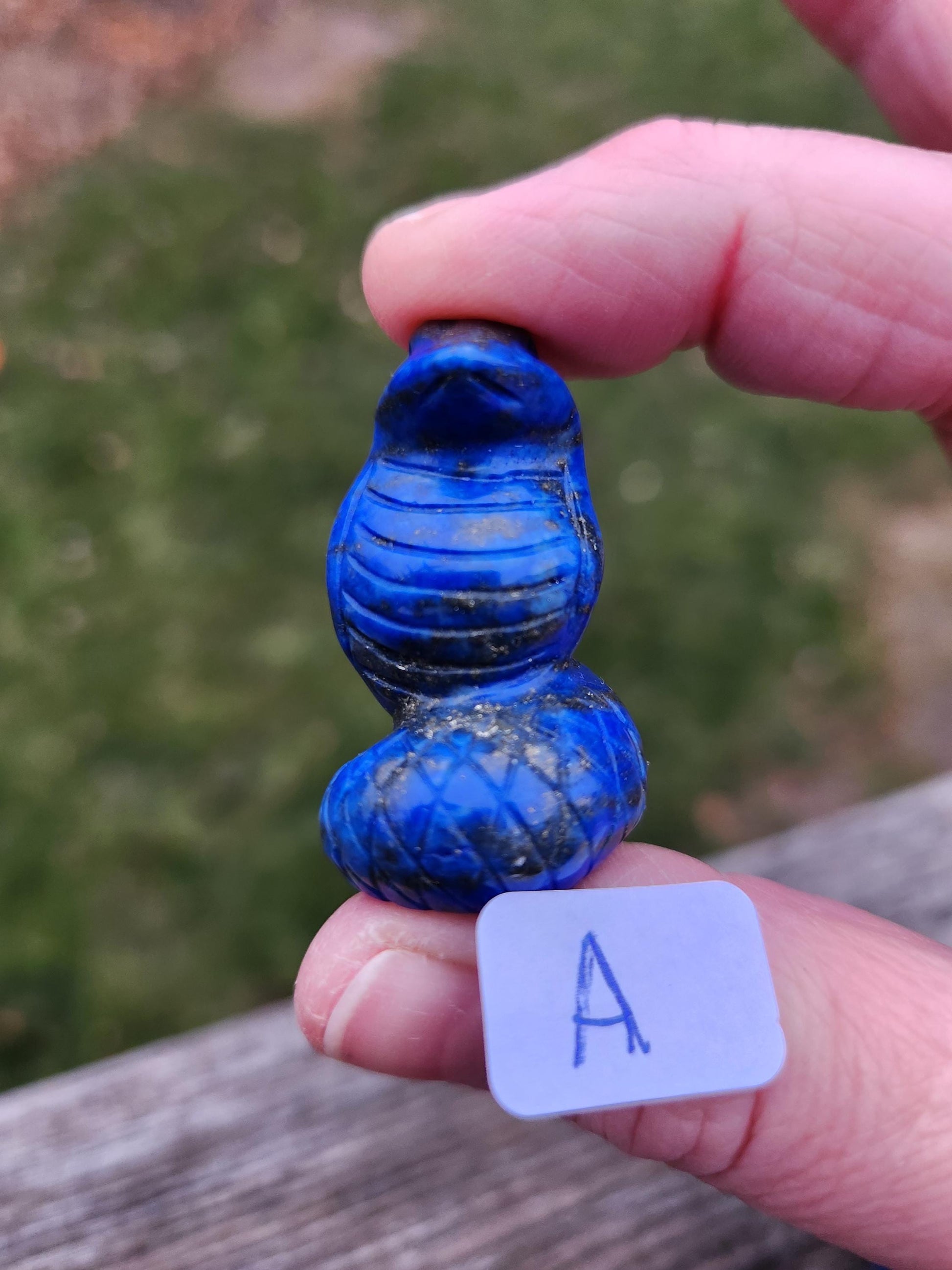 Carved Lapis Lazuli Cobra Snake: Crystal Carving, One
