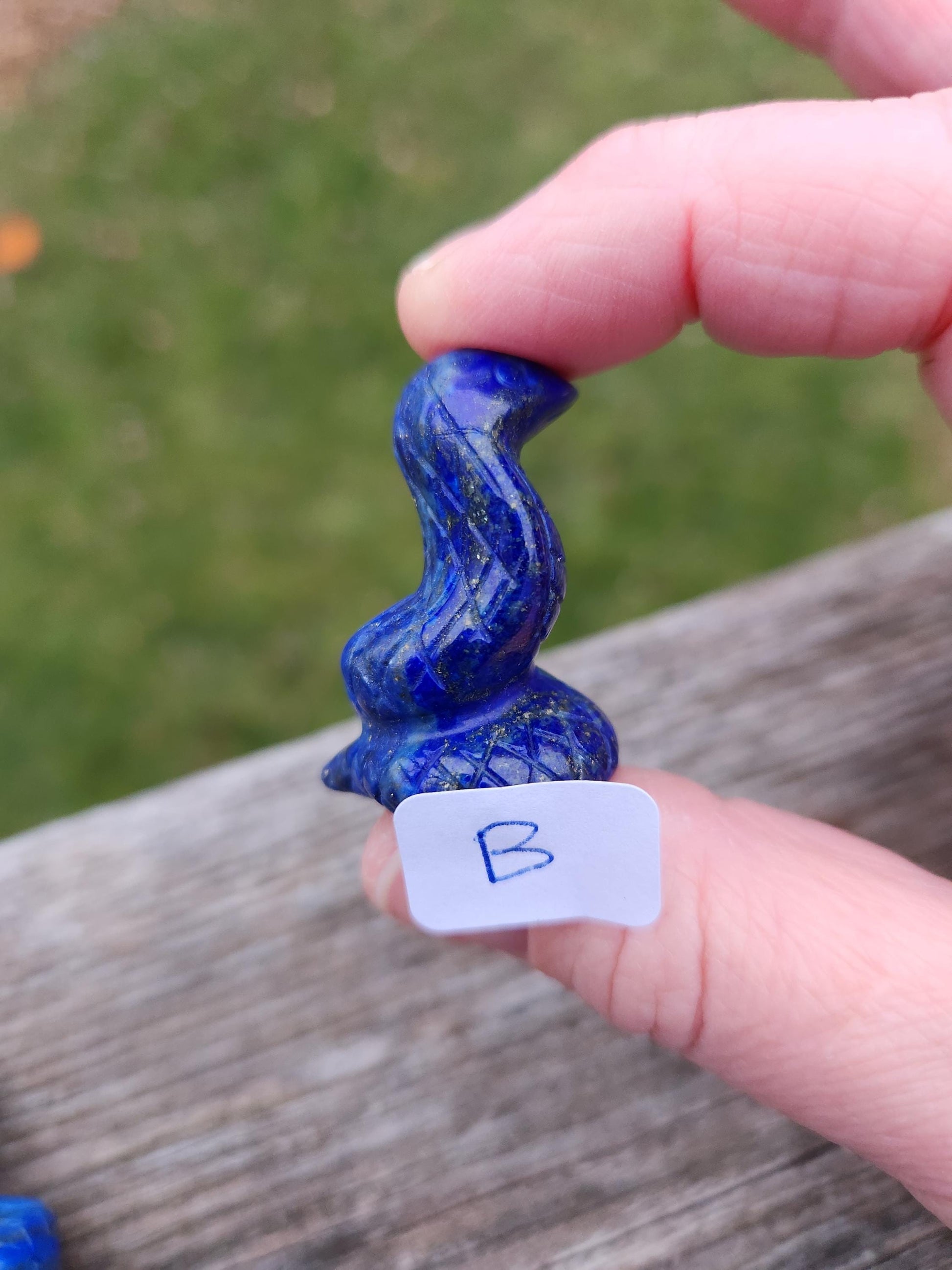 Carved Lapis Lazuli Cobra Snake: Crystal Carving, One
