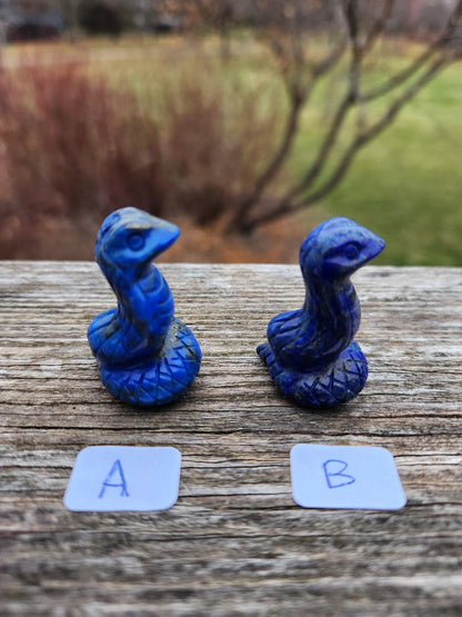 Carved Lapis Lazuli Cobra Snake: Crystal Carving, One