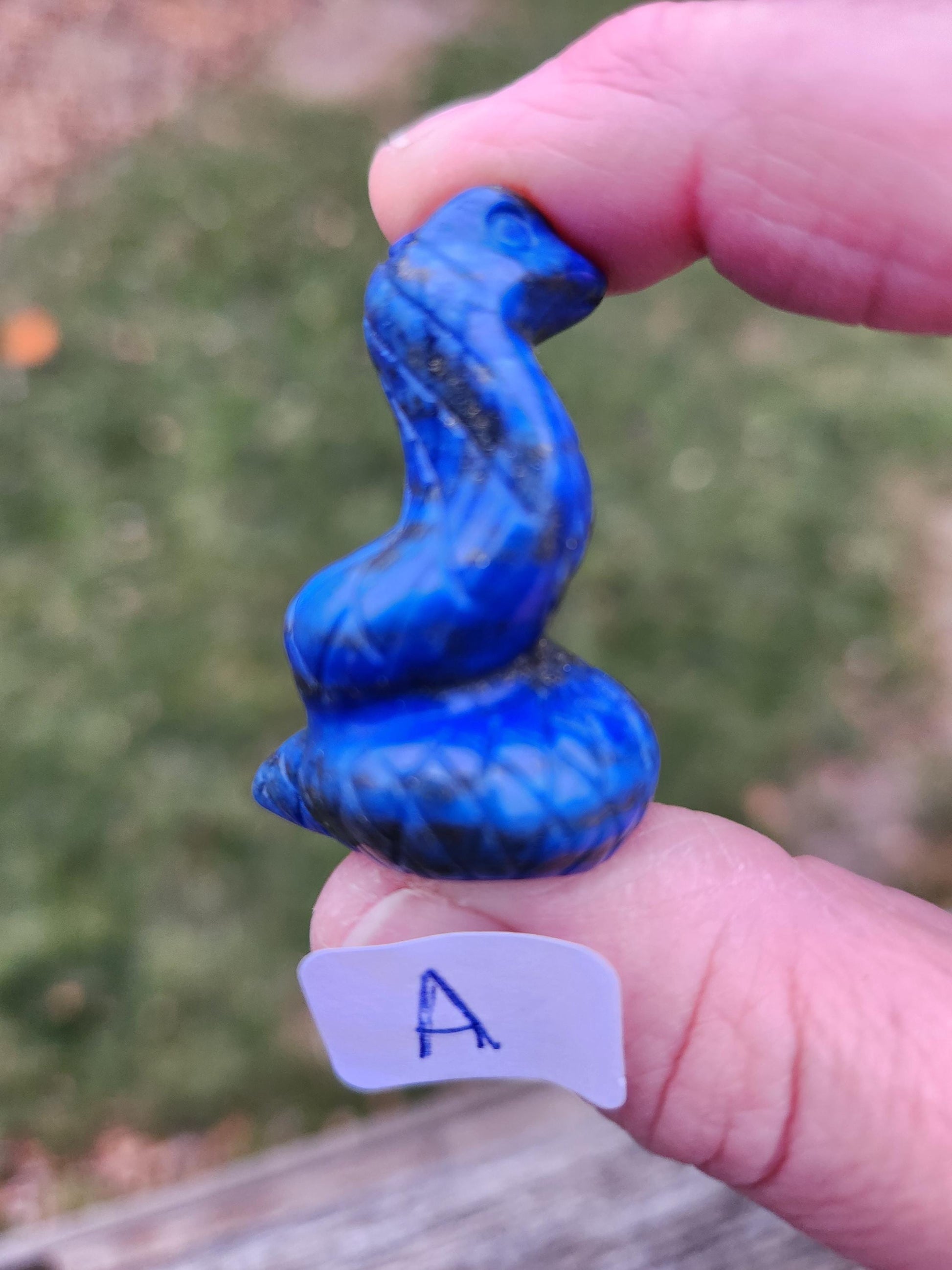 Carved Lapis Lazuli Cobra Snake: Crystal Carving, One