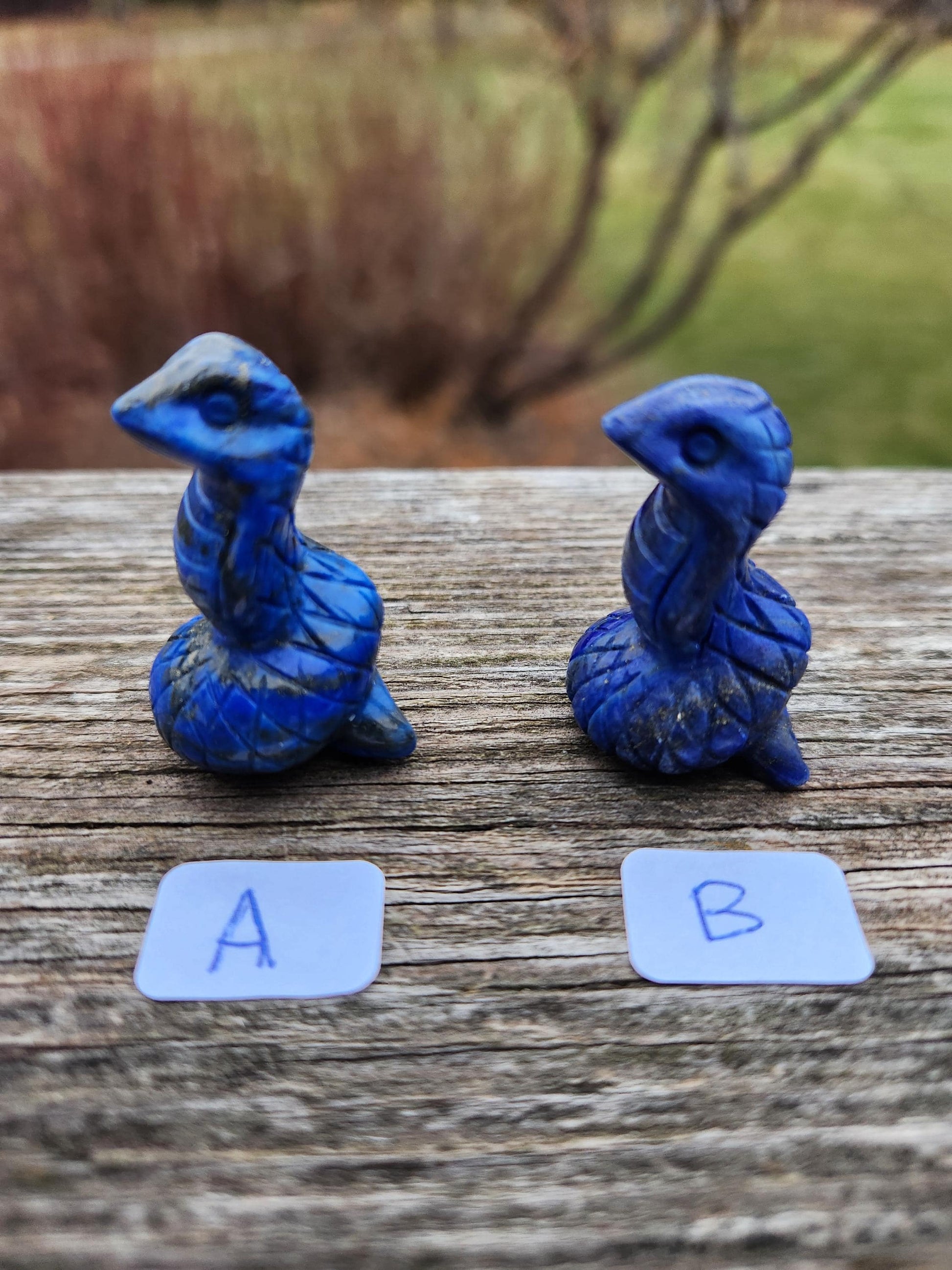 Carved Lapis Lazuli Cobra Snake: Crystal Carving, One