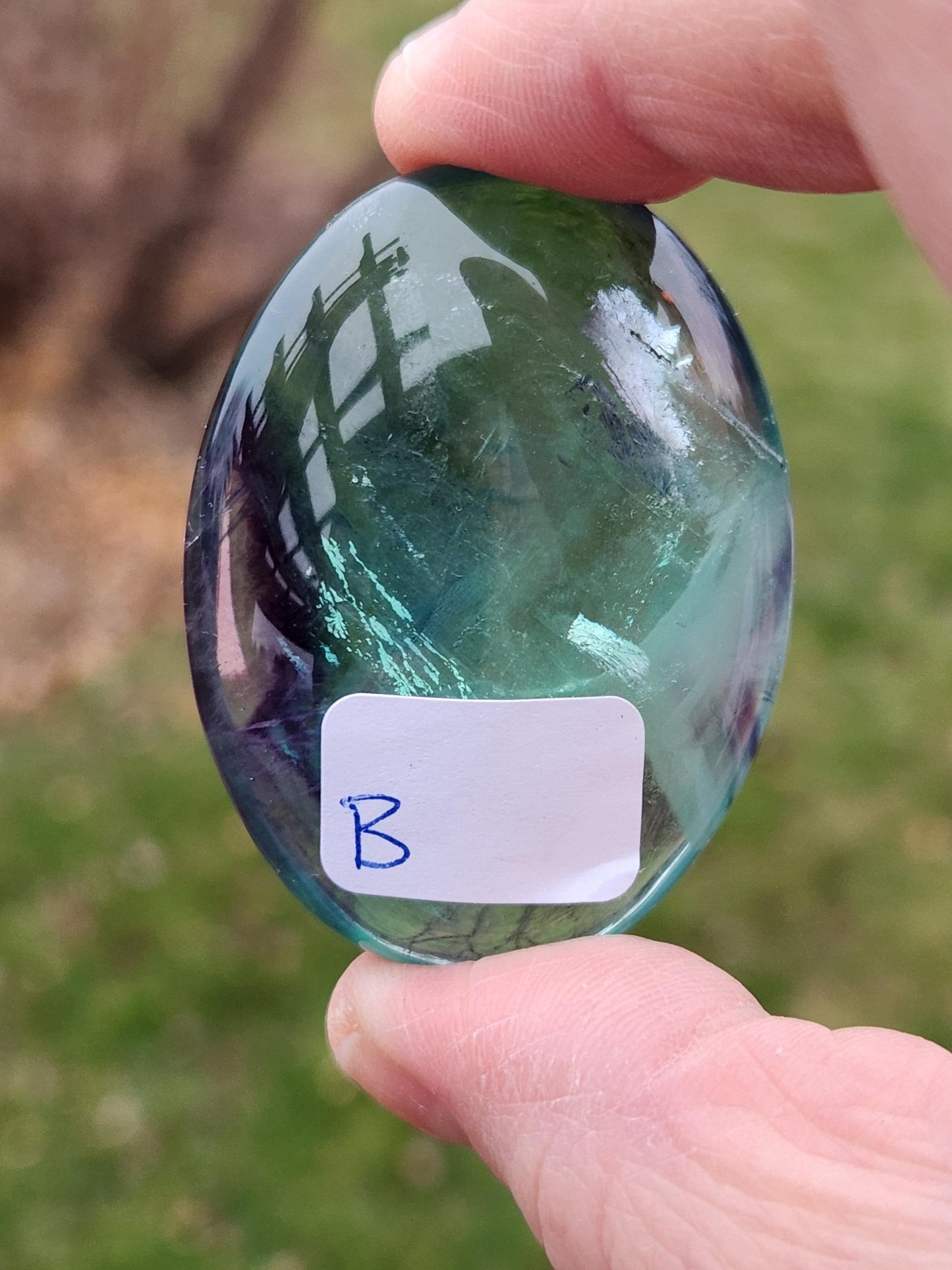 AAA Green & Purple Fluorite Crystal Palm, One