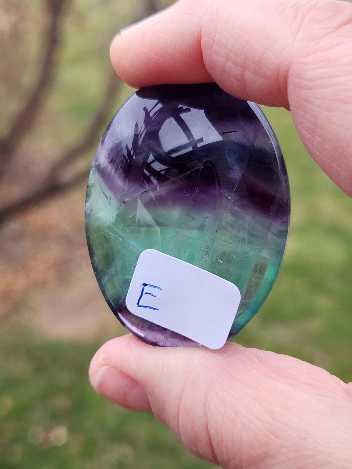 AAA Green & Purple Fluorite Crystal Palm, One