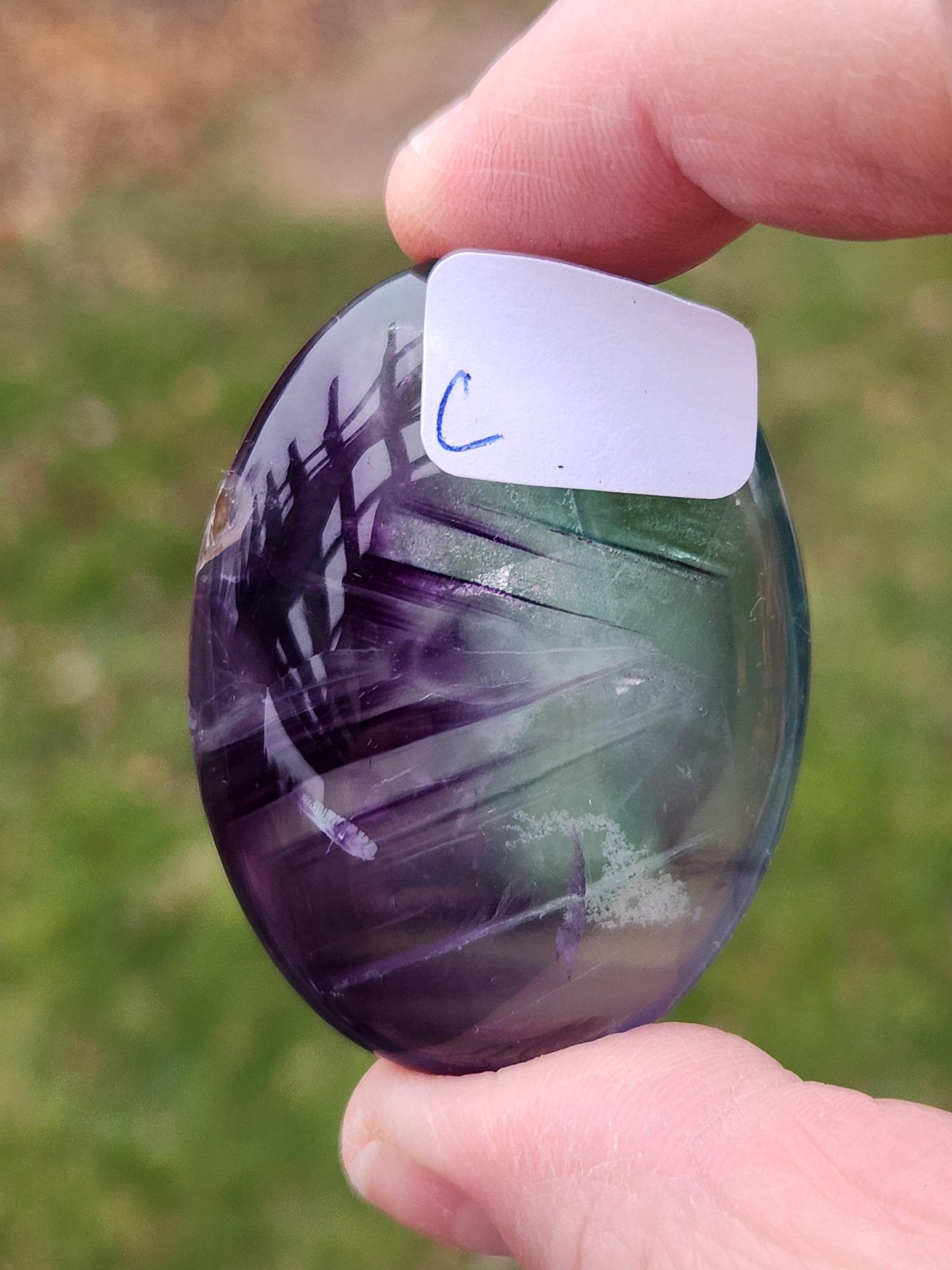 AAA Green & Purple Fluorite Crystal Palm, One