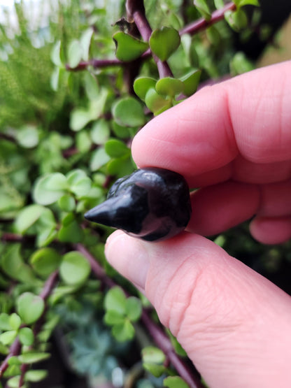 Carved Silver Sheen Obsidian Crow: Natural Crystal Raven Figurine, Small